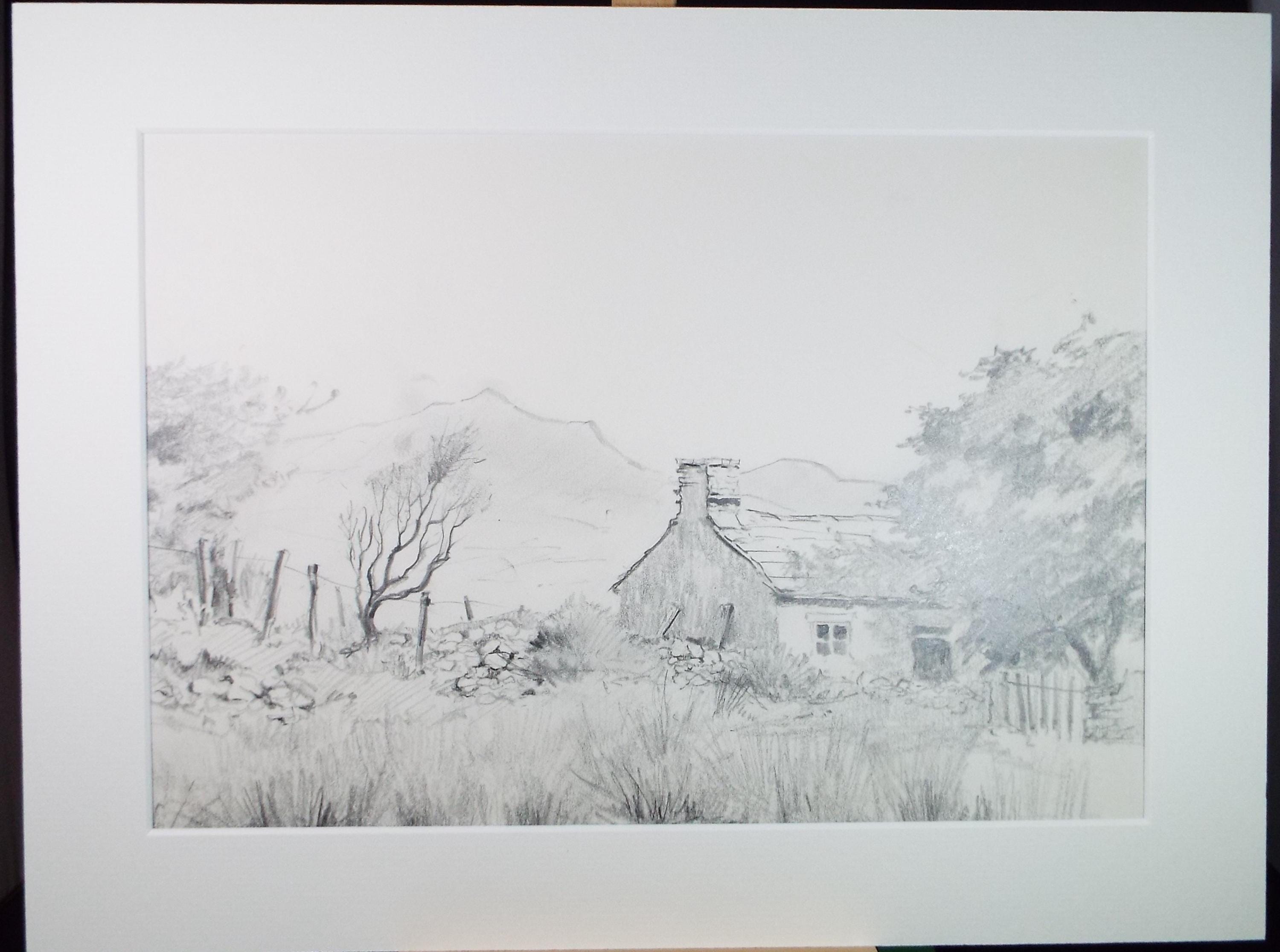 Original Pencil Drawing, 'A corner at Cilan', Tom Sykes, Circa 1980's