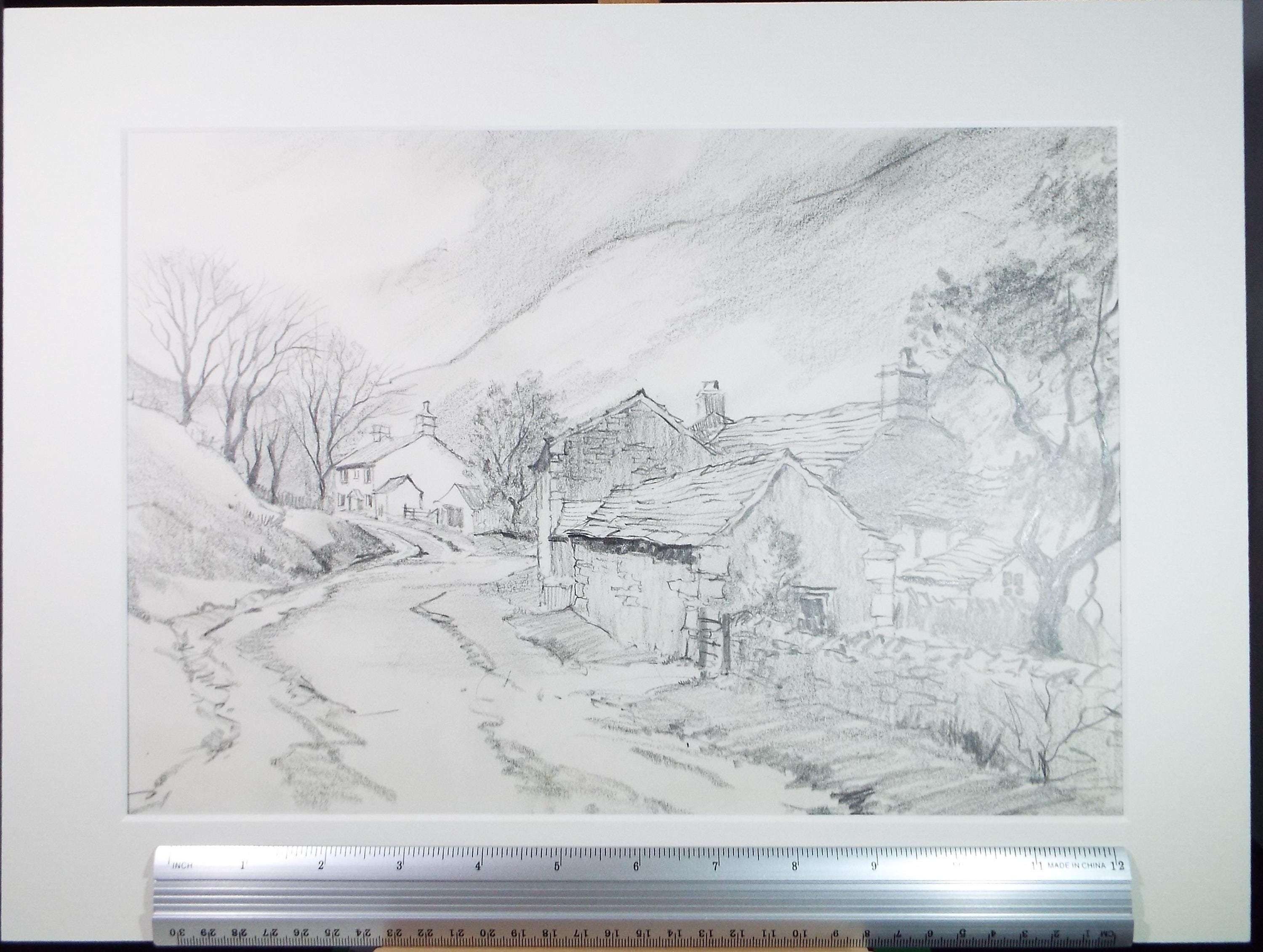 Original Pencil Drawing, 'Bowscale, Mungrisdale', Tom Sykes, Circa 1980's