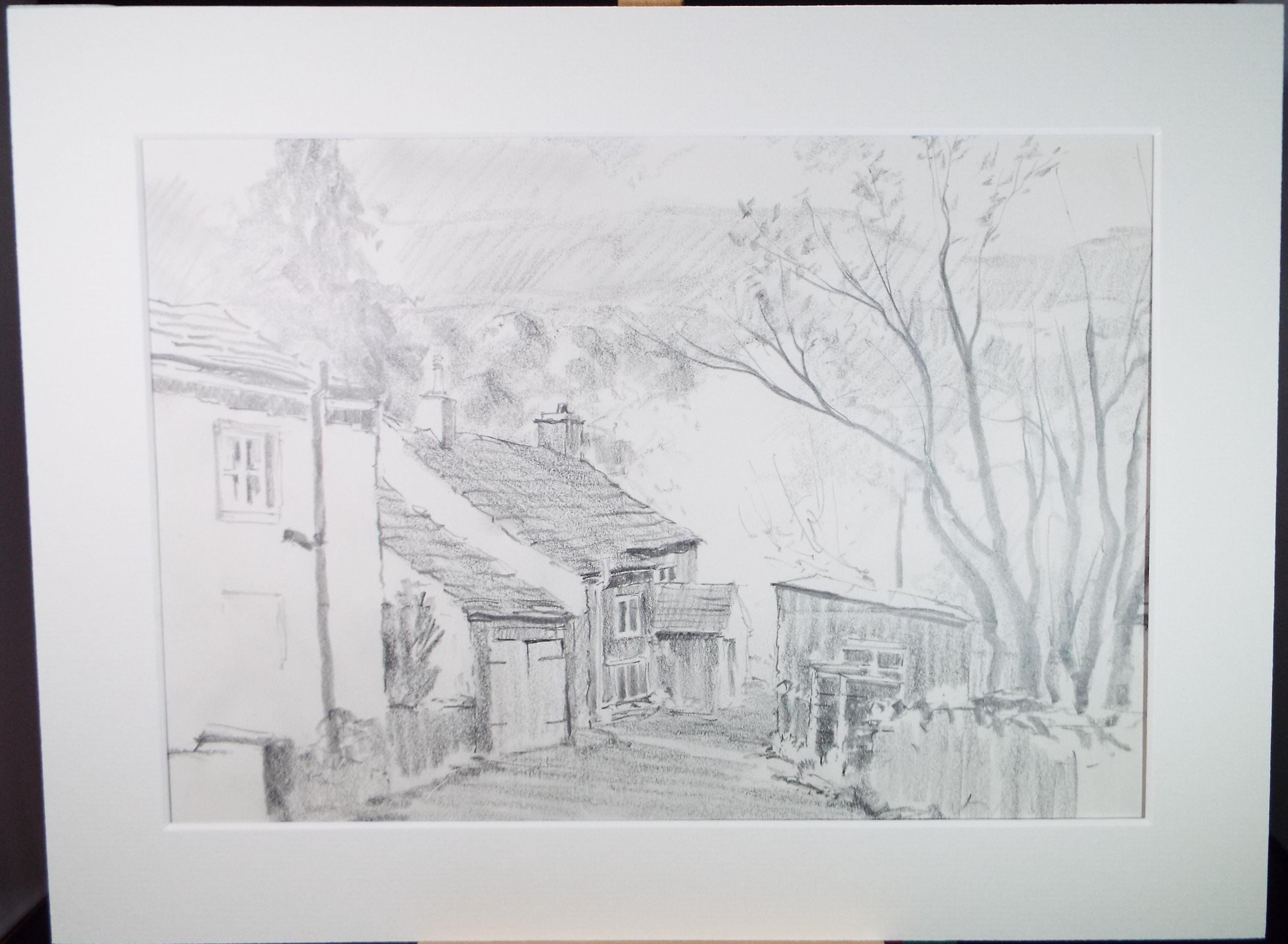 Original Pencil Drawing, 'Corner of Kettlewell', Tom Sykes, Circa 1980's