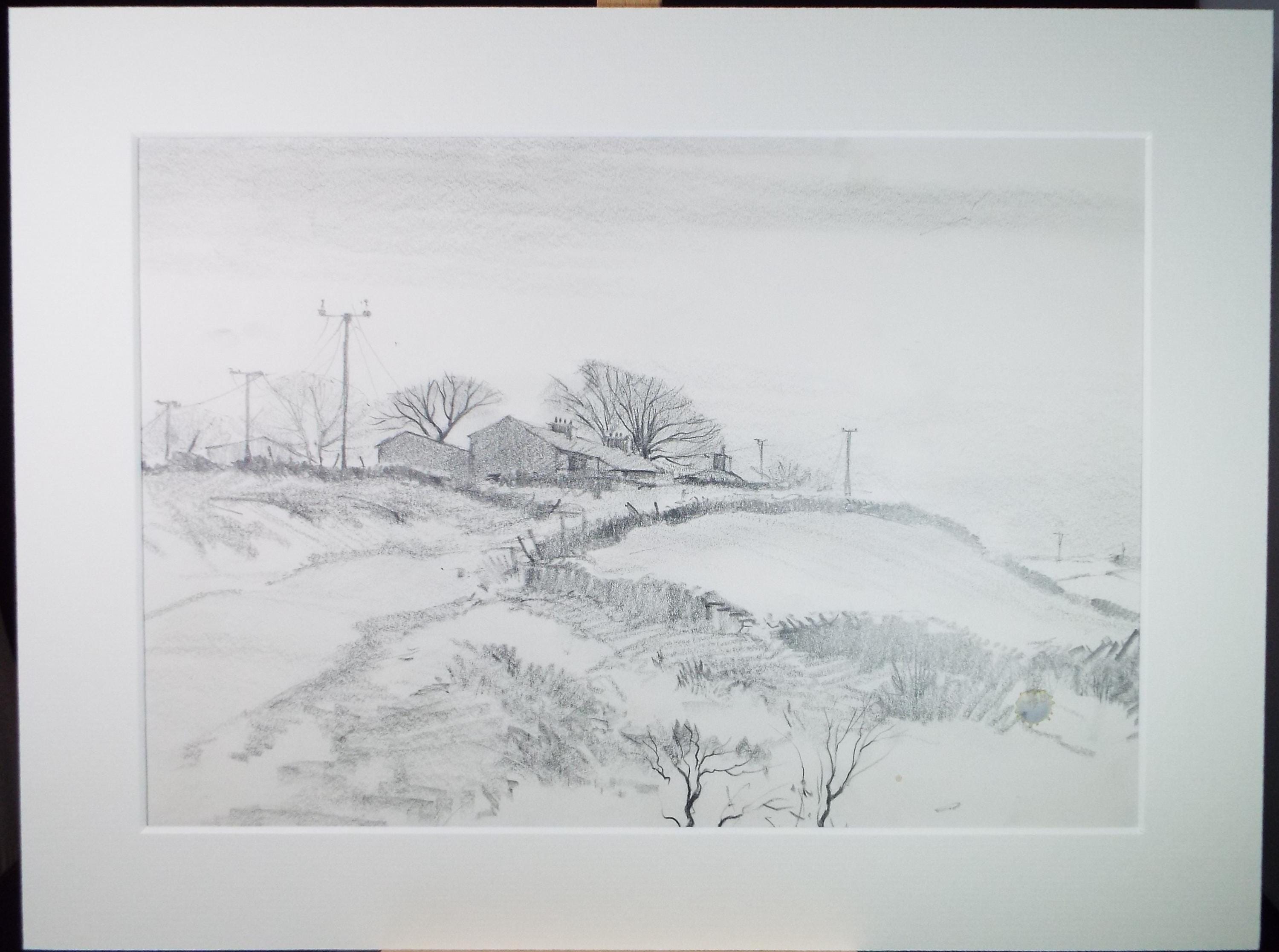Original Pencil Drawing, 'Above Oxenhope', Tom Sykes, Circa 1980's