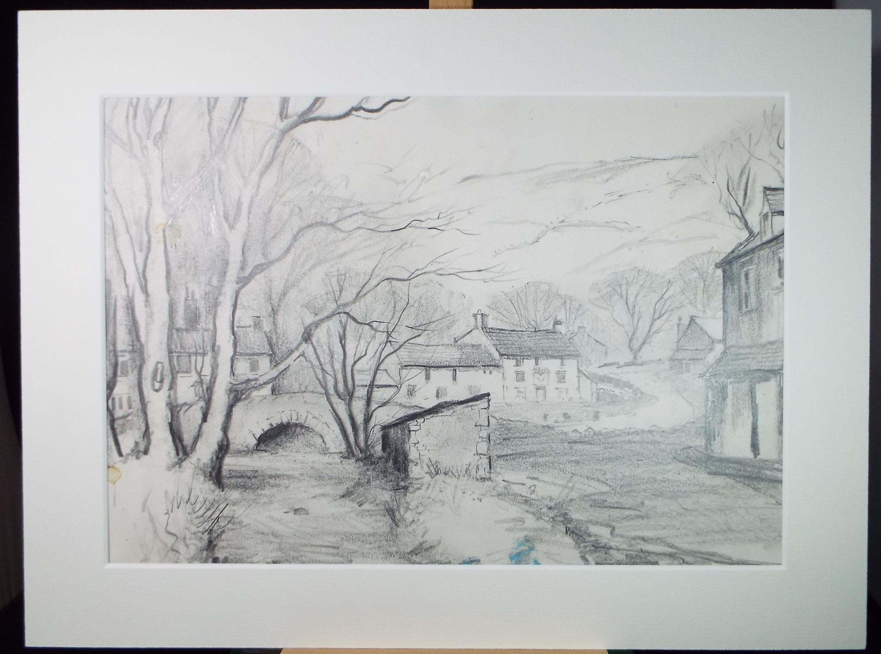 Original Pencil Drawing, 'Bridge & Stream, Malham', Tom Sykes, Circa 1980's