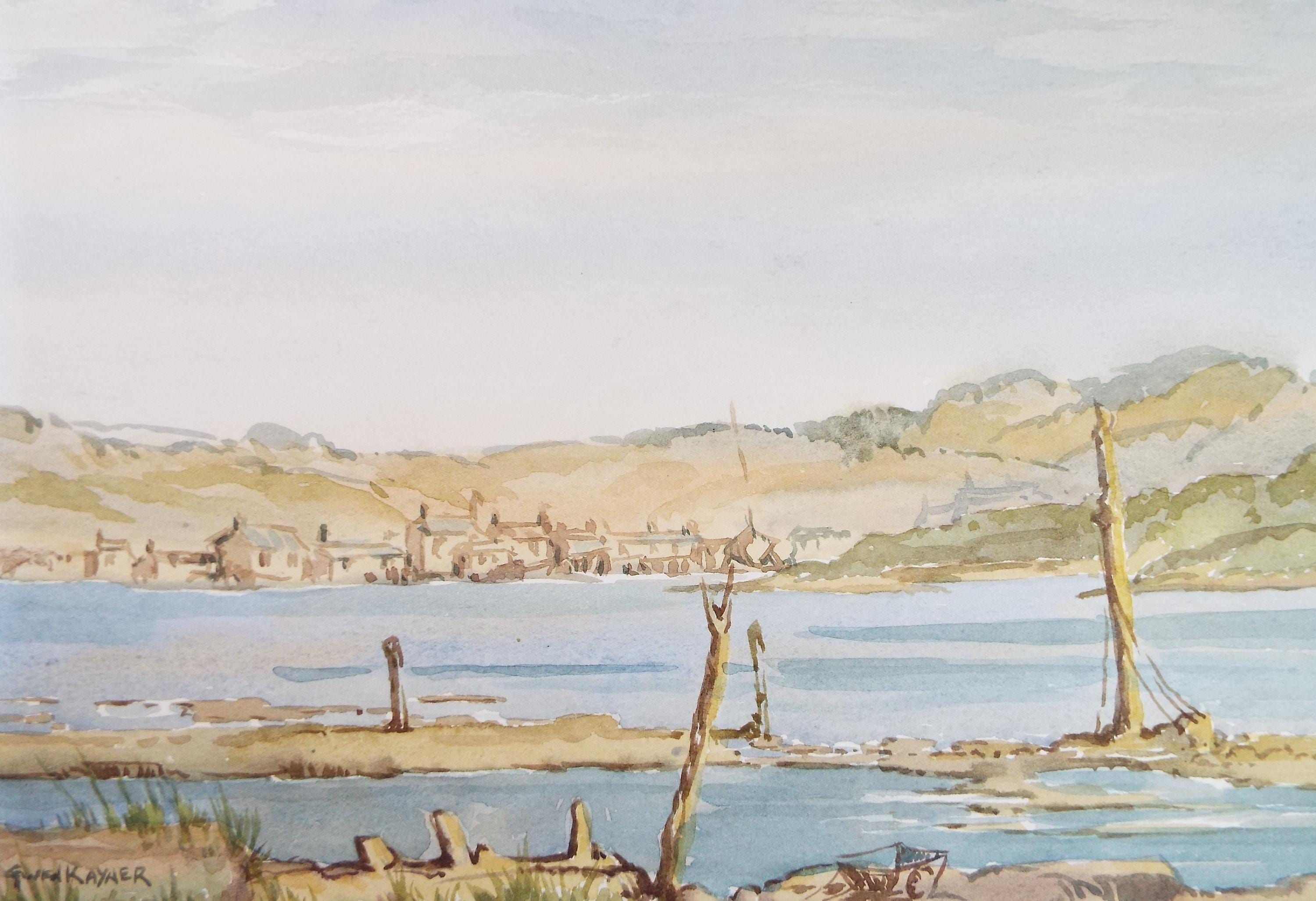 Original Watercolour, 'Hayle', Gwen Rayner, c1970's