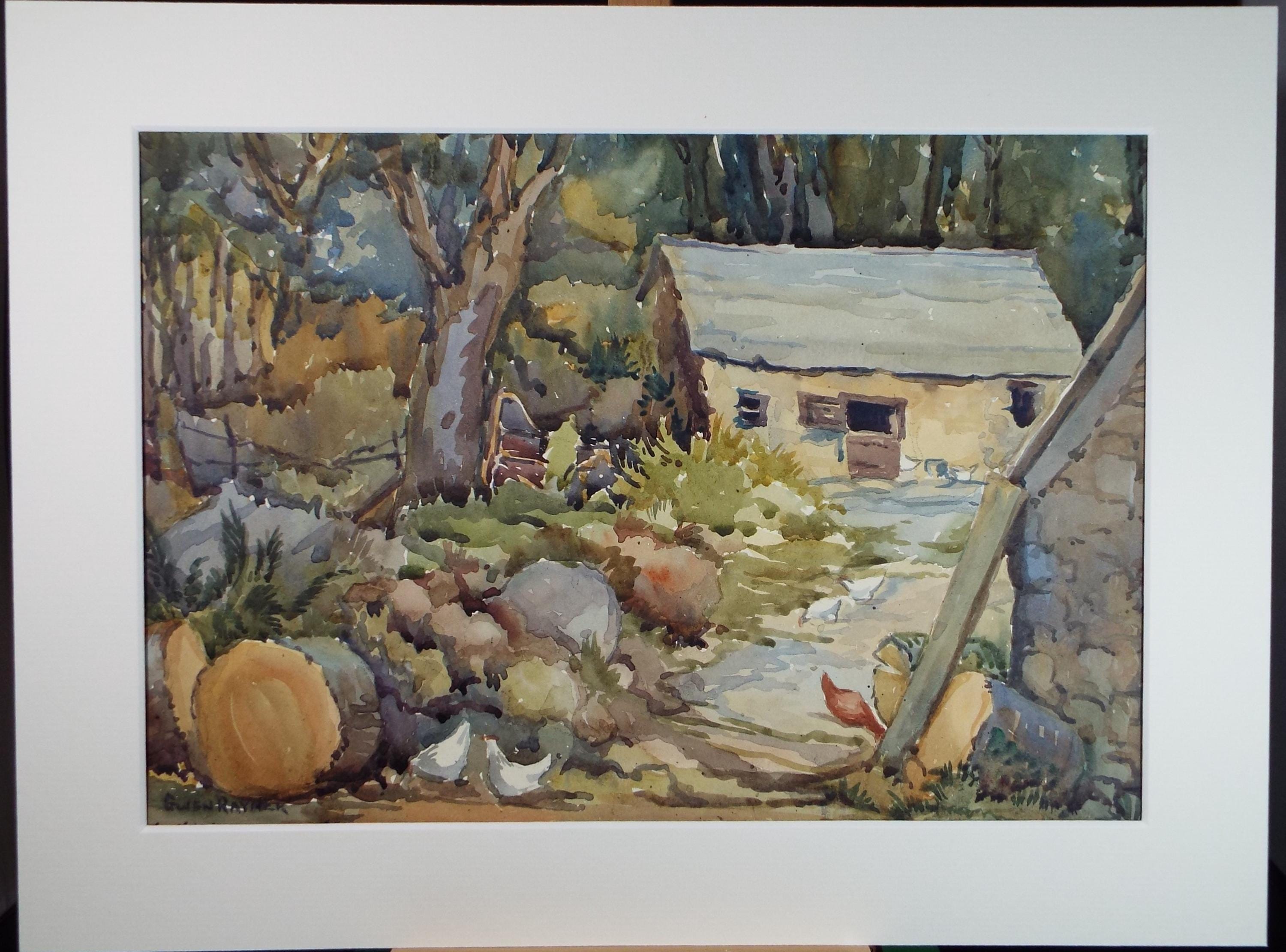 Original Watercolour, 'Workshop', Gwen Rayner, c1970's