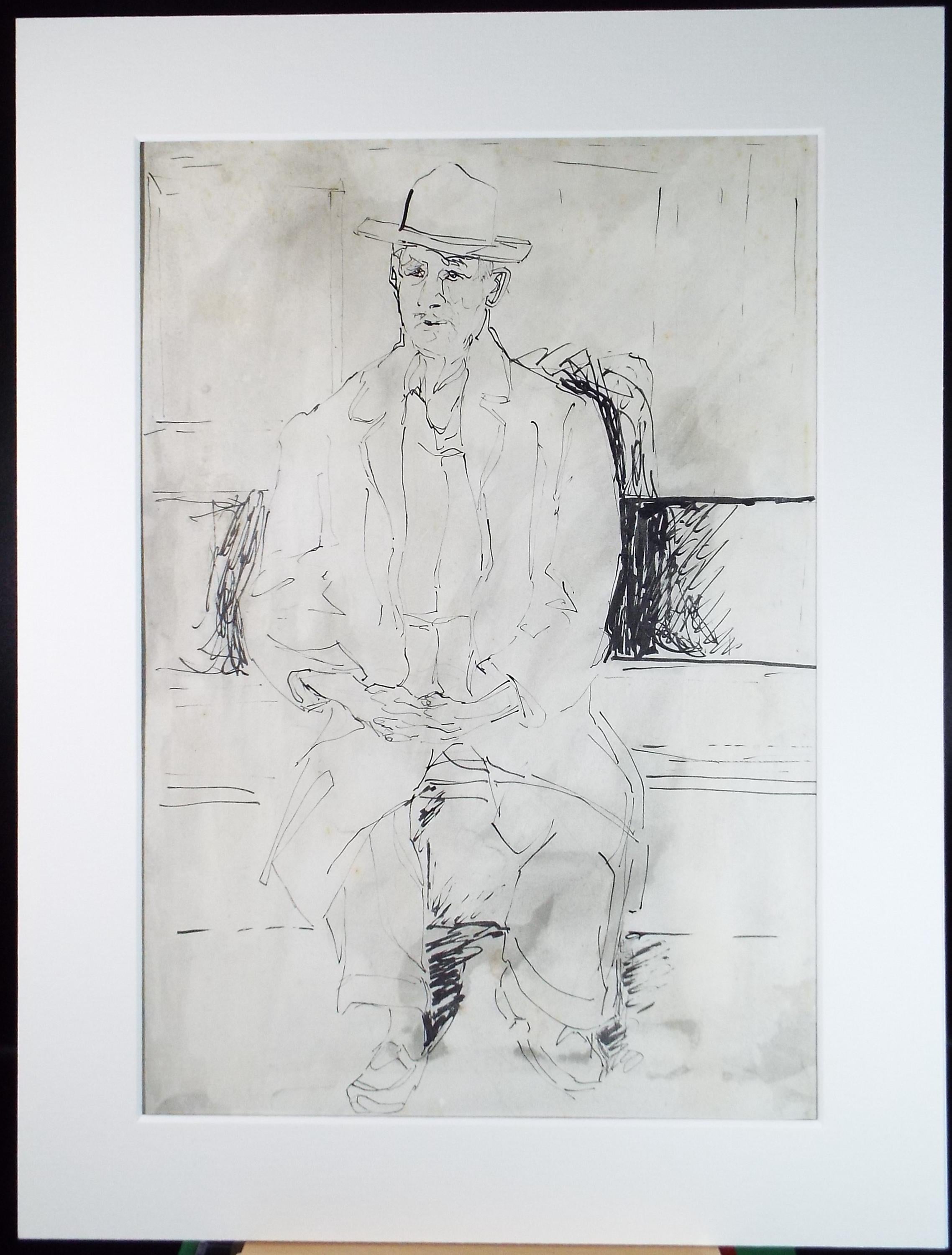 Original Ink & wash 'Seated Male Figure', Francesco Sillué (b1936), Circa 1960's