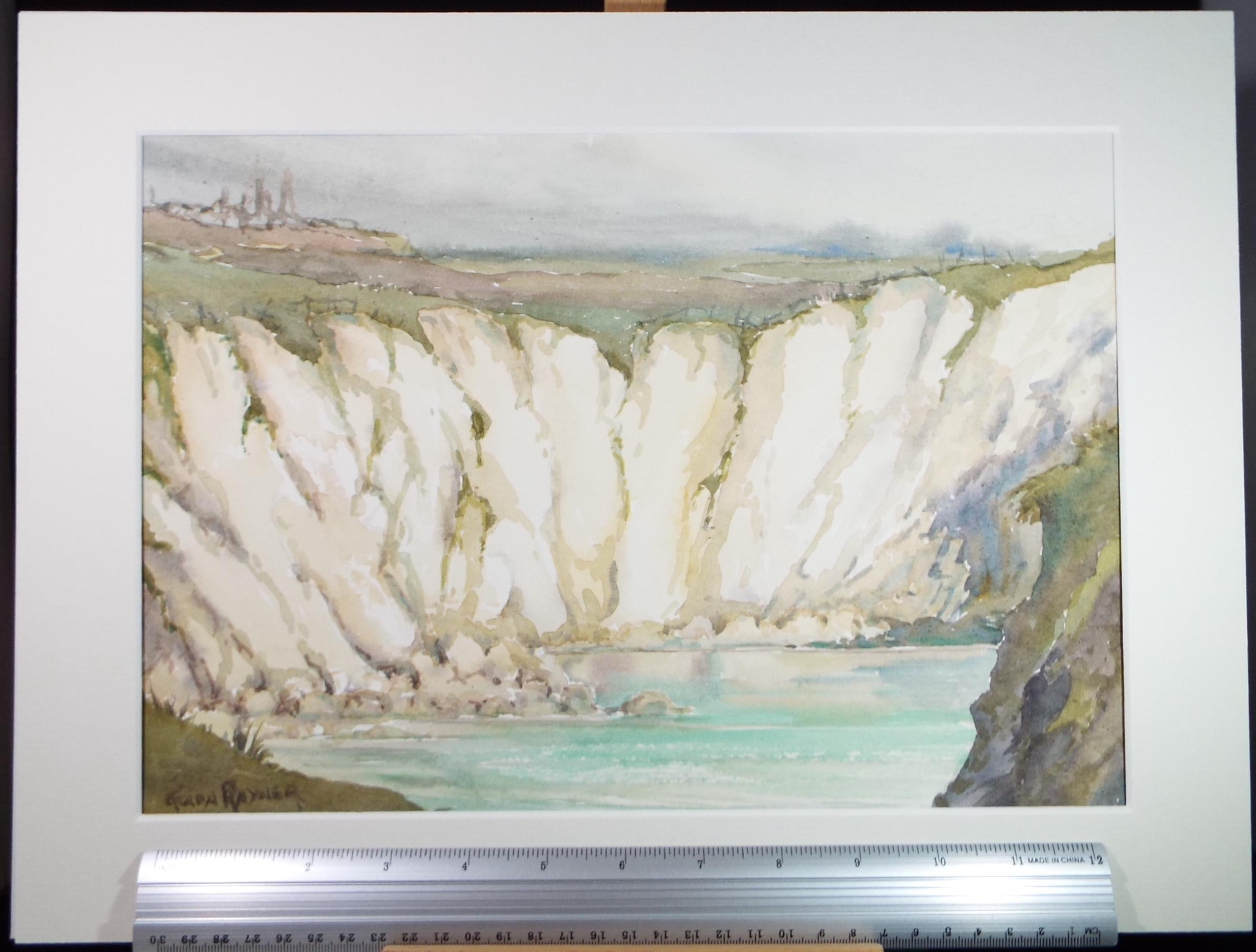 Original Watercolour, 'Chalk Cliffs', Gwen Rayner, c1970's