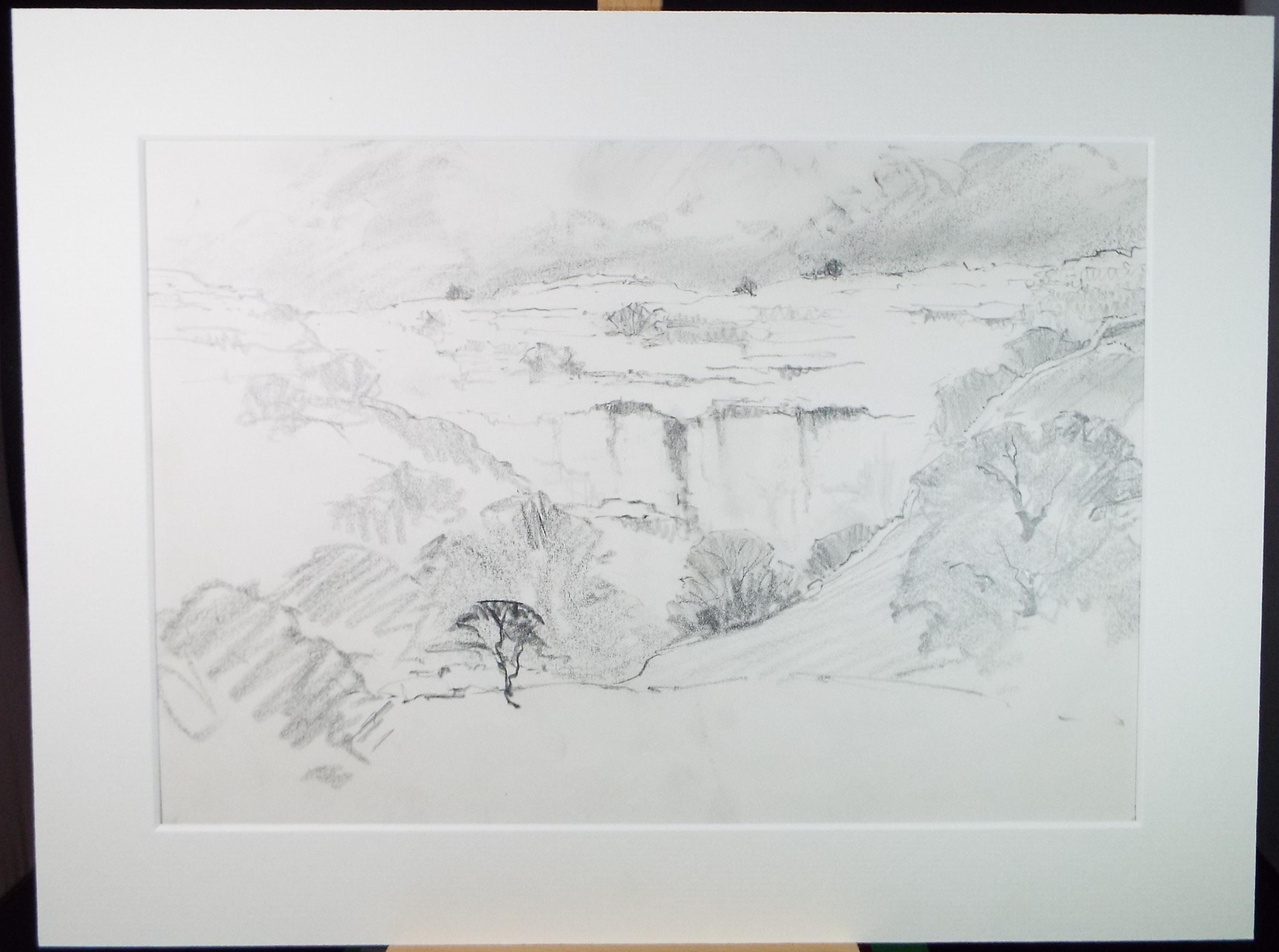 Original Pencil Drawing, 'Mallam Cove', Tom Sykes, Circa 1980's