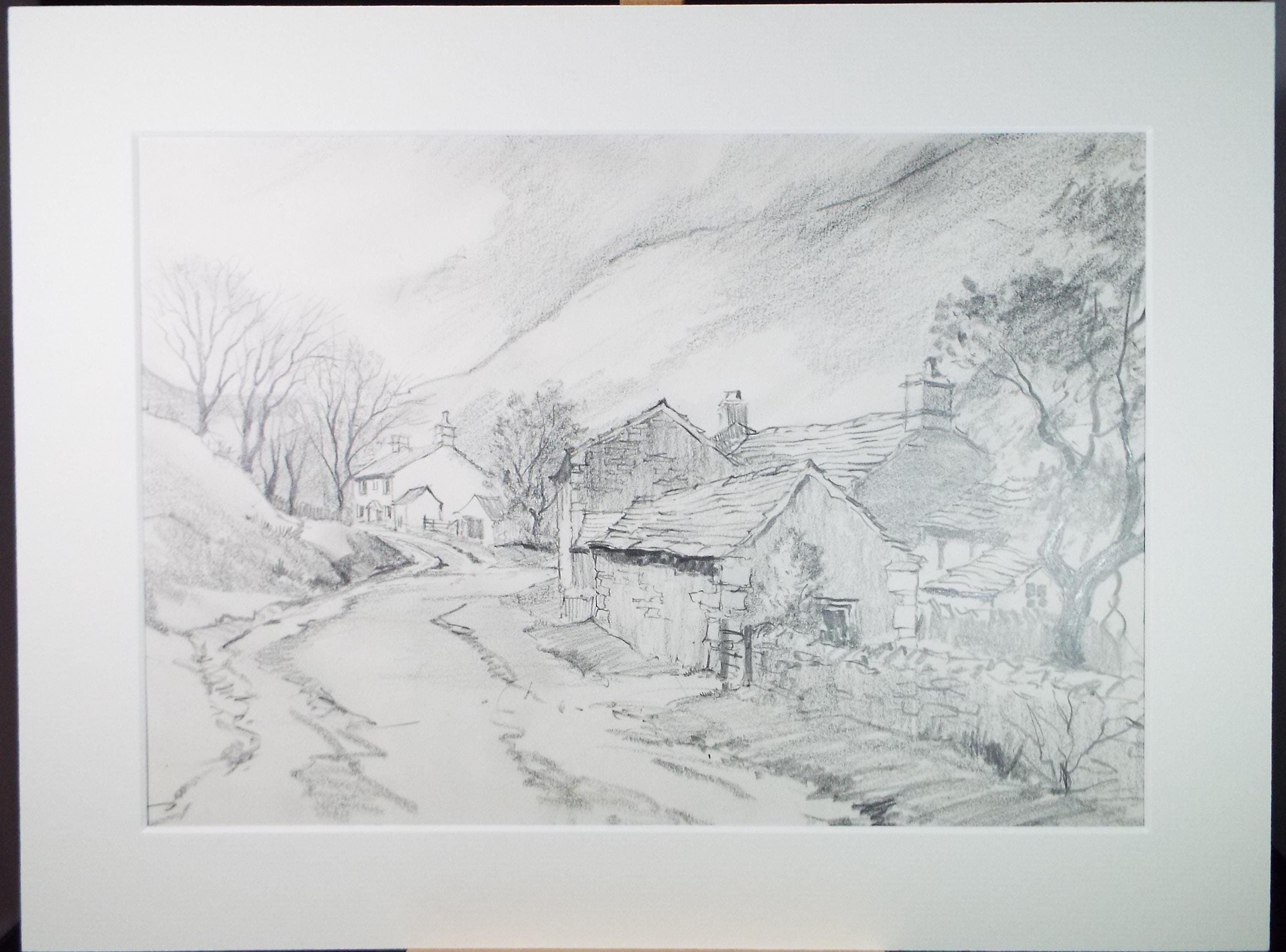 Original Pencil Drawing, 'Bowscale, Mungrisdale', Tom Sykes, Circa 1980's