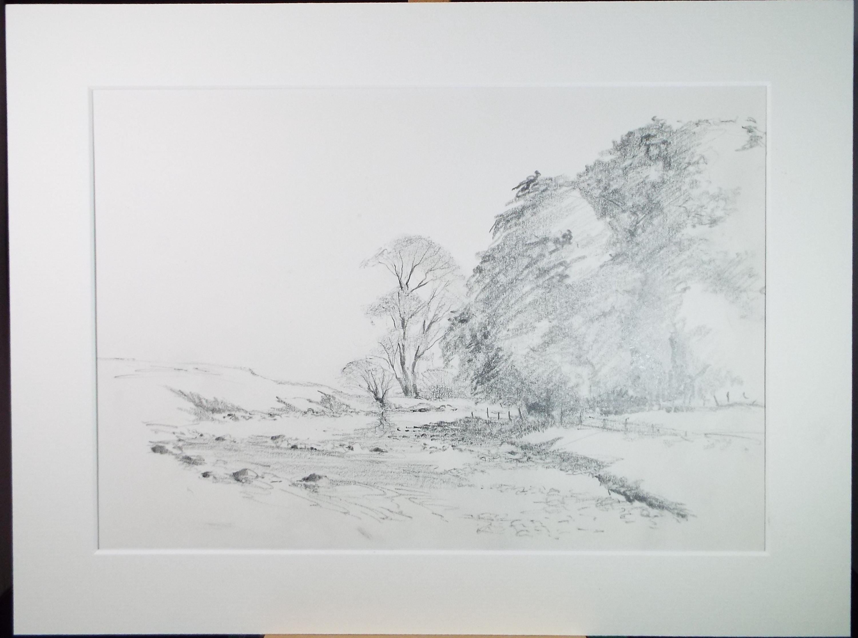 Original Pencil Drawing, 'Shallow Stream', Tom Sykes, Circa 1980's