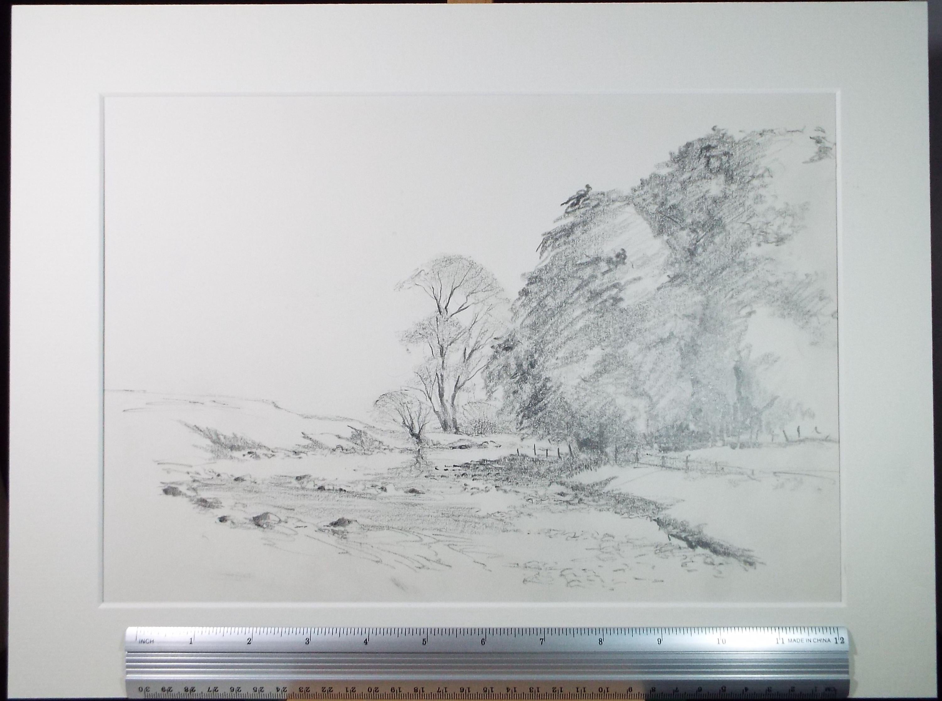 Original Pencil Drawing, 'Shallow Stream', Tom Sykes, Circa 1980's