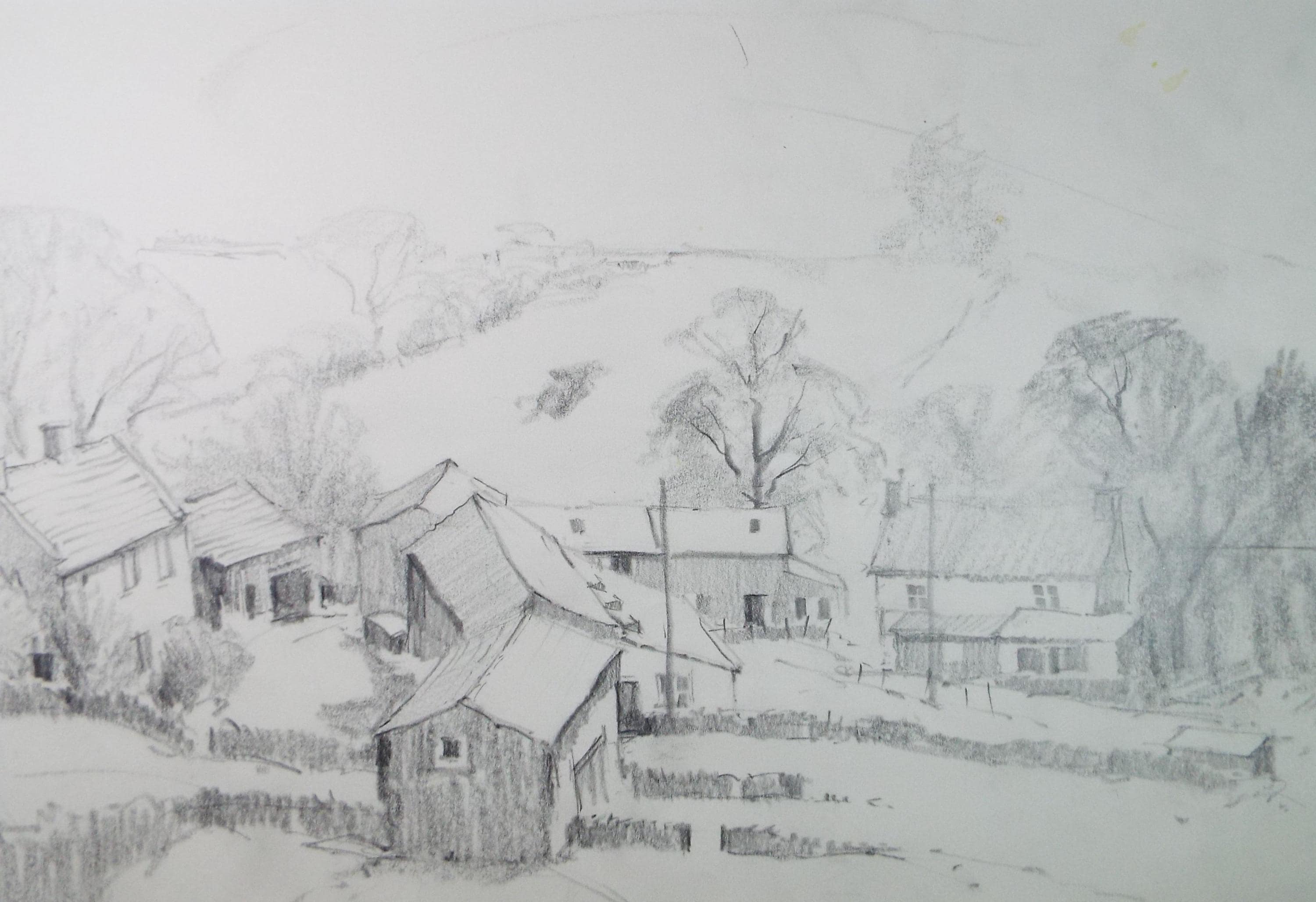 Original Pencil Drawing, 'Hawkswick', Tom Sykes, Circa 1980's