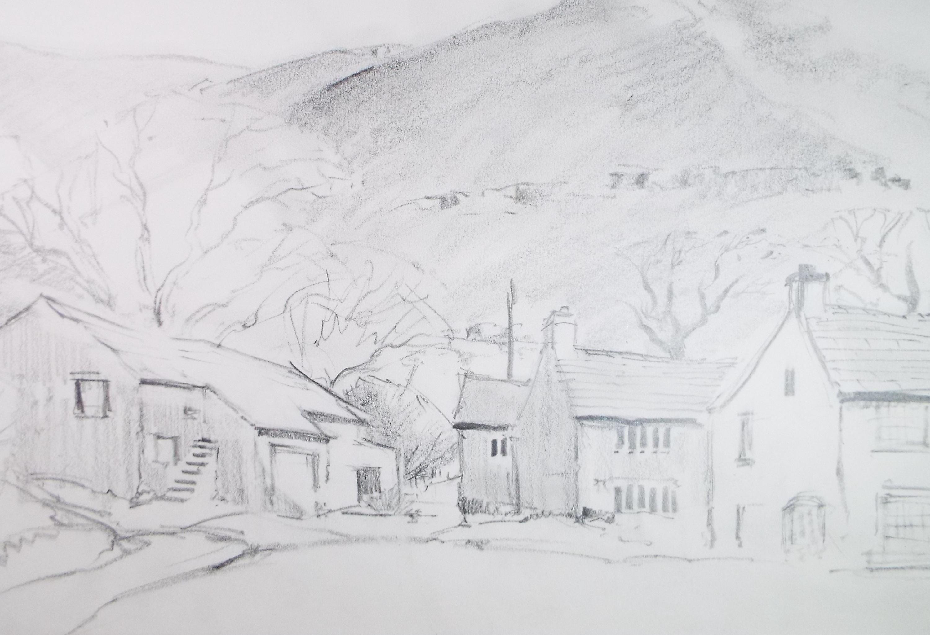 Original Pencil Drawing, 'Buckden', Tom Sykes, Circa 1980's