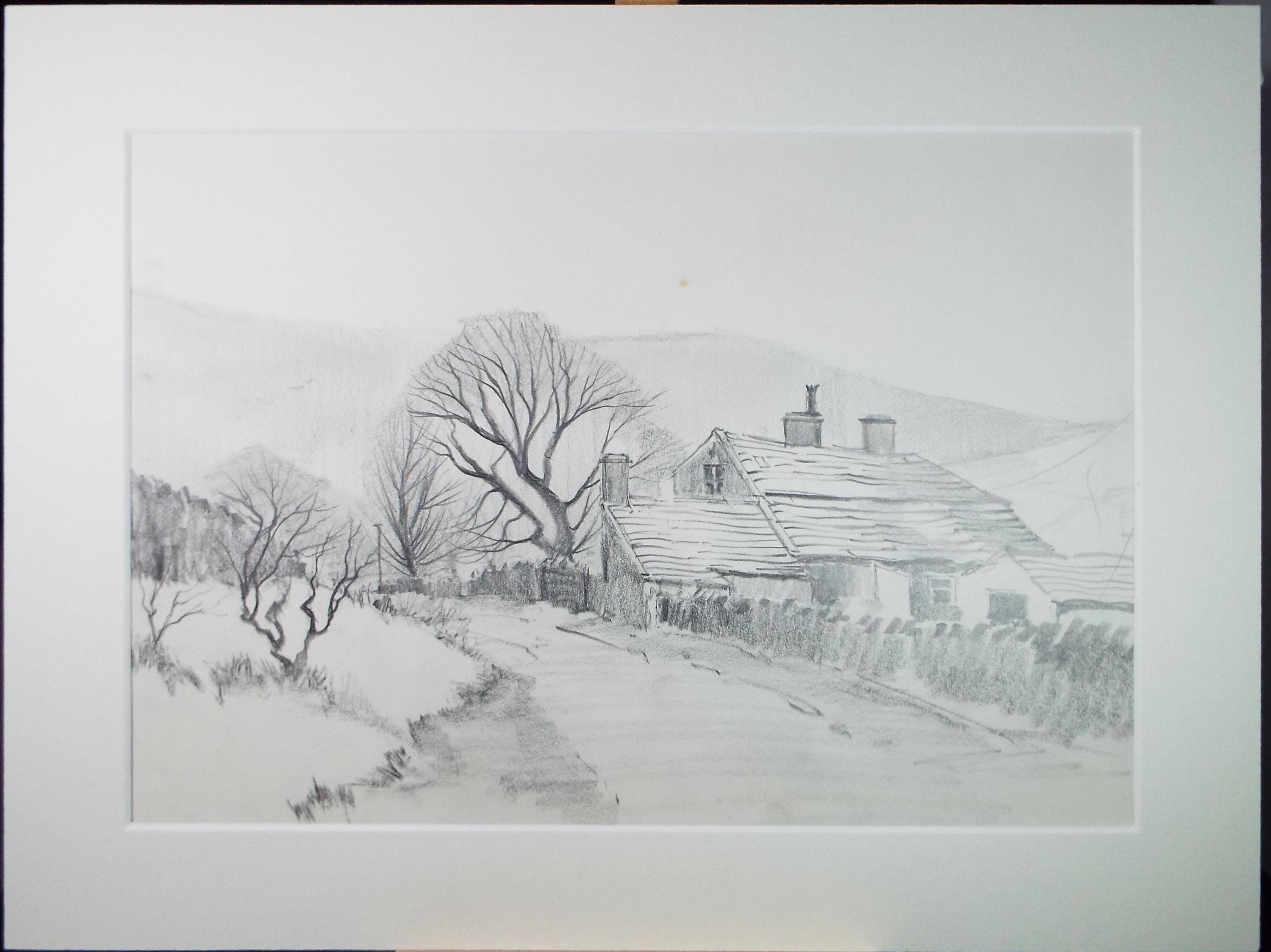 Original Pencil Drawing, 'Blackmoor Road, Oxenhope', Tom Sykes, Circa 1980's