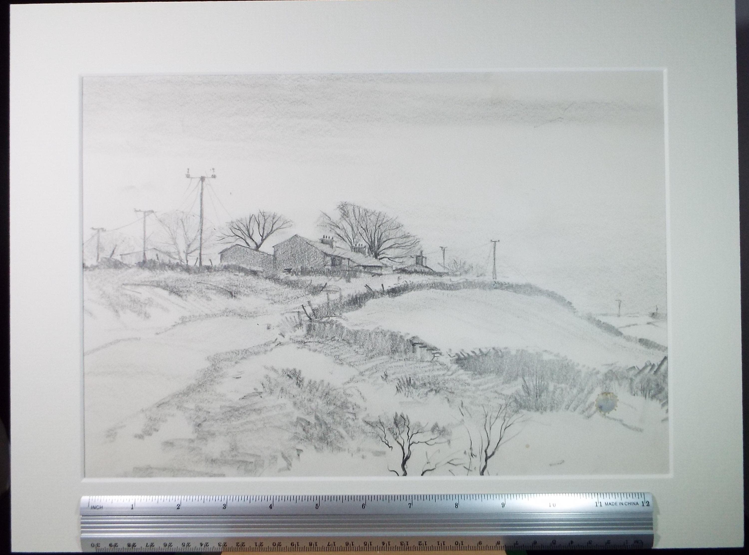 Original Pencil Drawing, 'Above Oxenhope', Tom Sykes, Circa 1980's