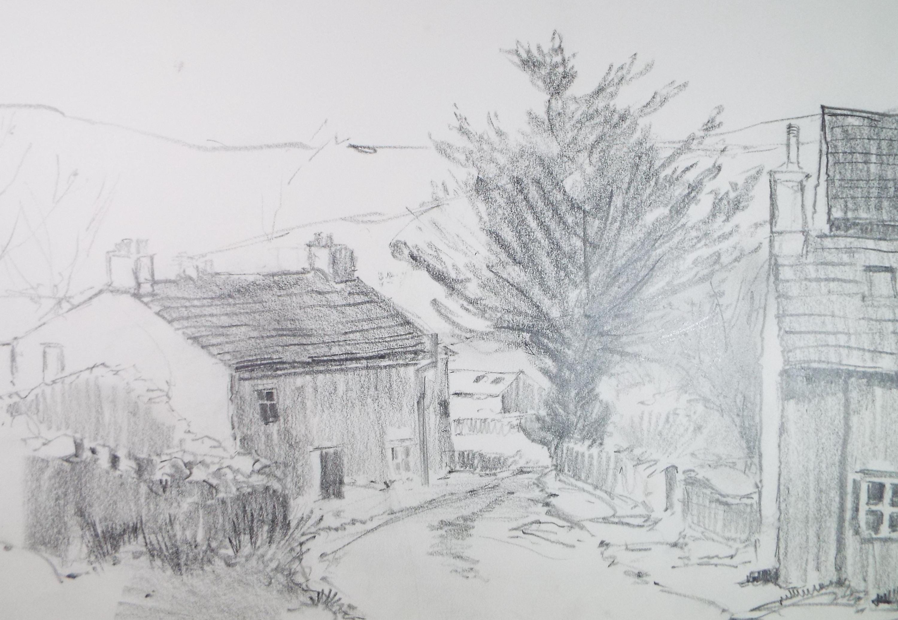 Original Pencil Drawing, 'The road to Gordale', Tom Sykes, Circa 1980's