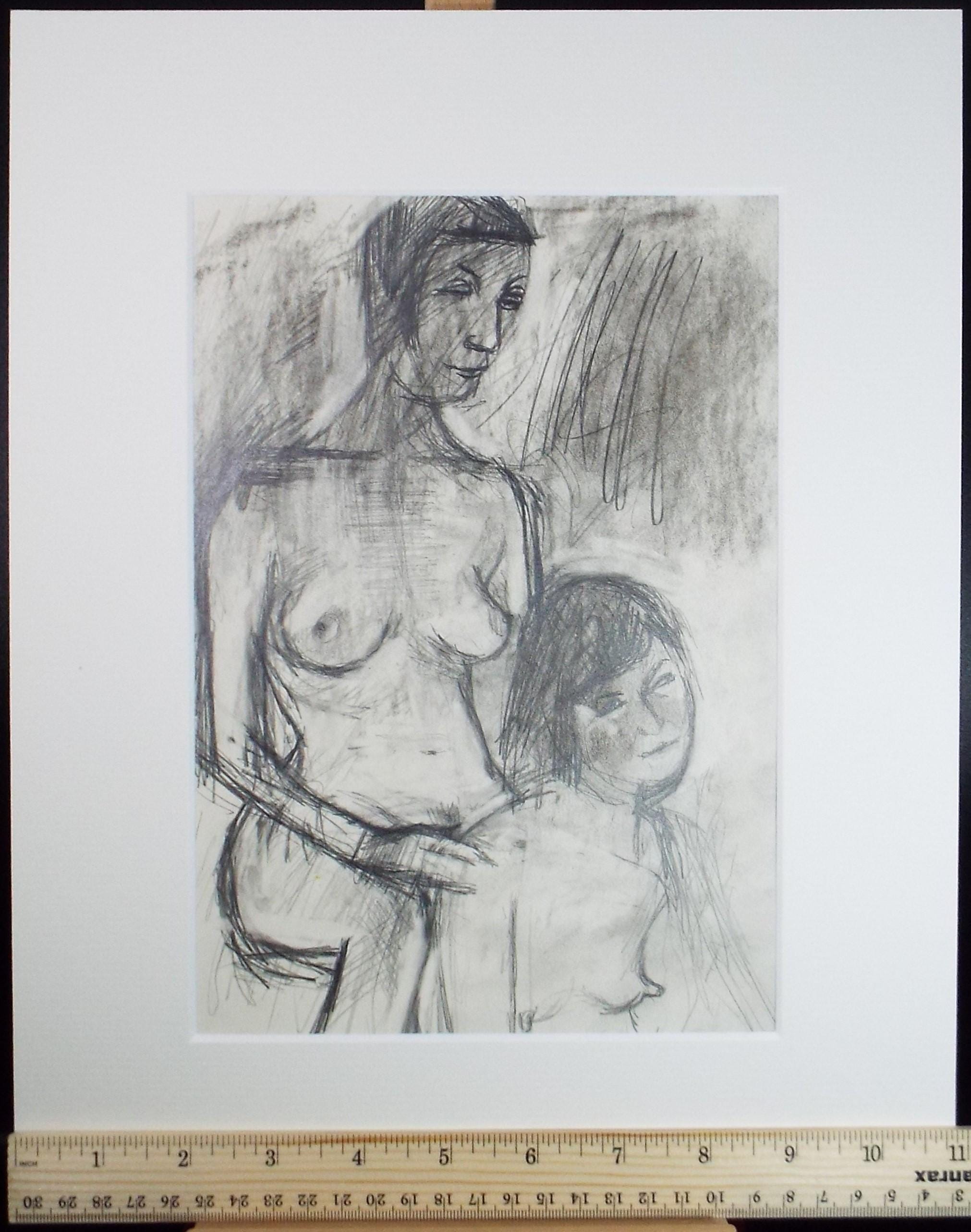 Original Pencil Drawing, 'Female Nudes', Circa 1990's, Artist unknown