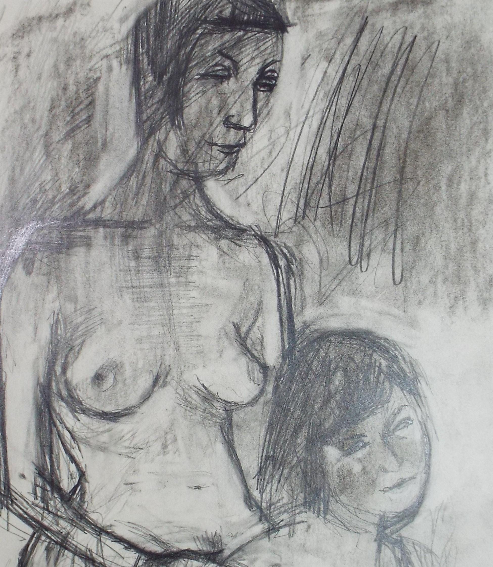 Original Pencil Drawing, 'Female Nudes', Circa 1990's, Artist unknown