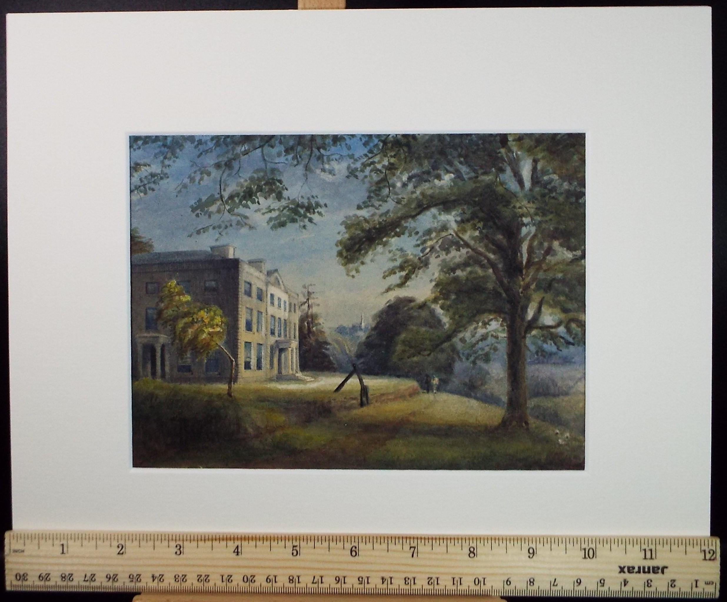 Original Watercolour,' Country House with Figures', Late 19th Century, Artist Unknown