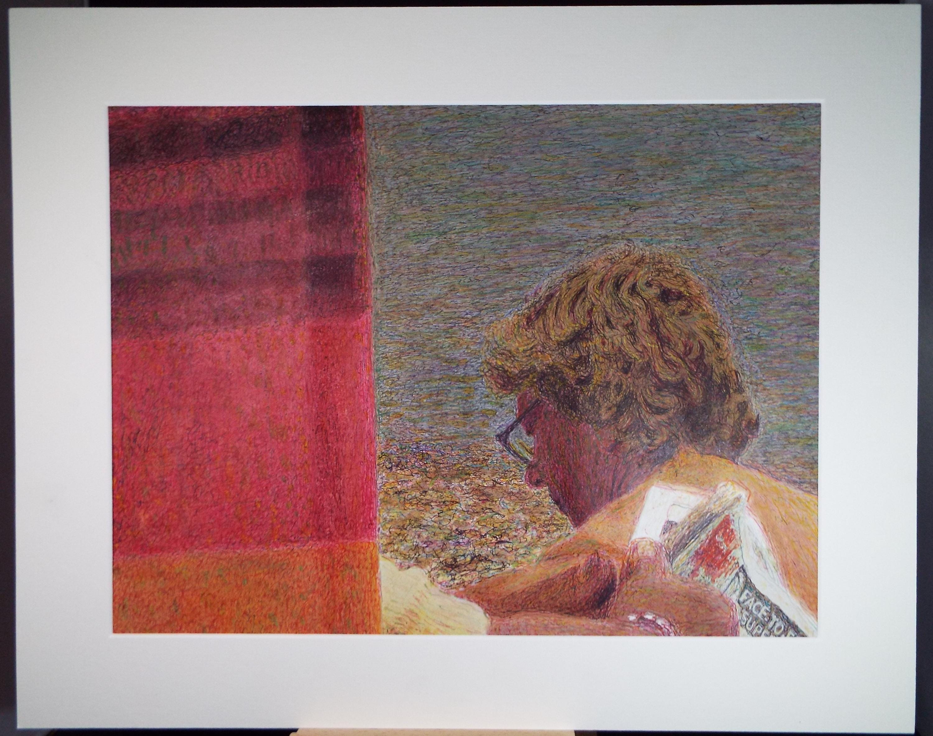 Original Watercolour & Ballpoint pen, 'On the Beach', Unknown Artist, Circa 1980's