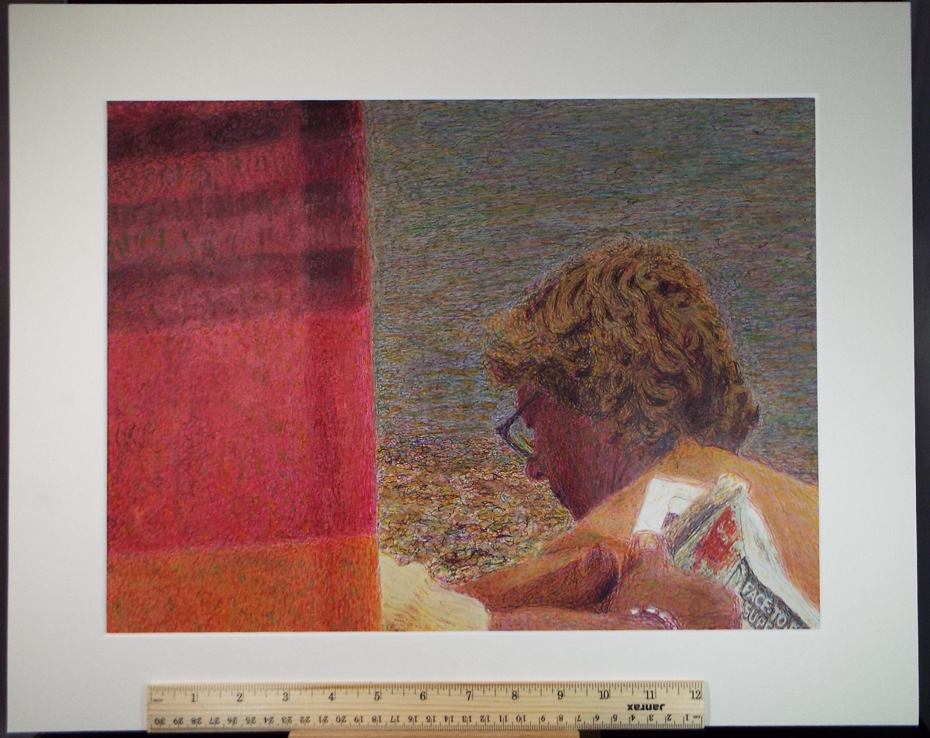 Original Watercolour & Ballpoint pen, 'On the Beach', Unknown Artist, Circa 1980's