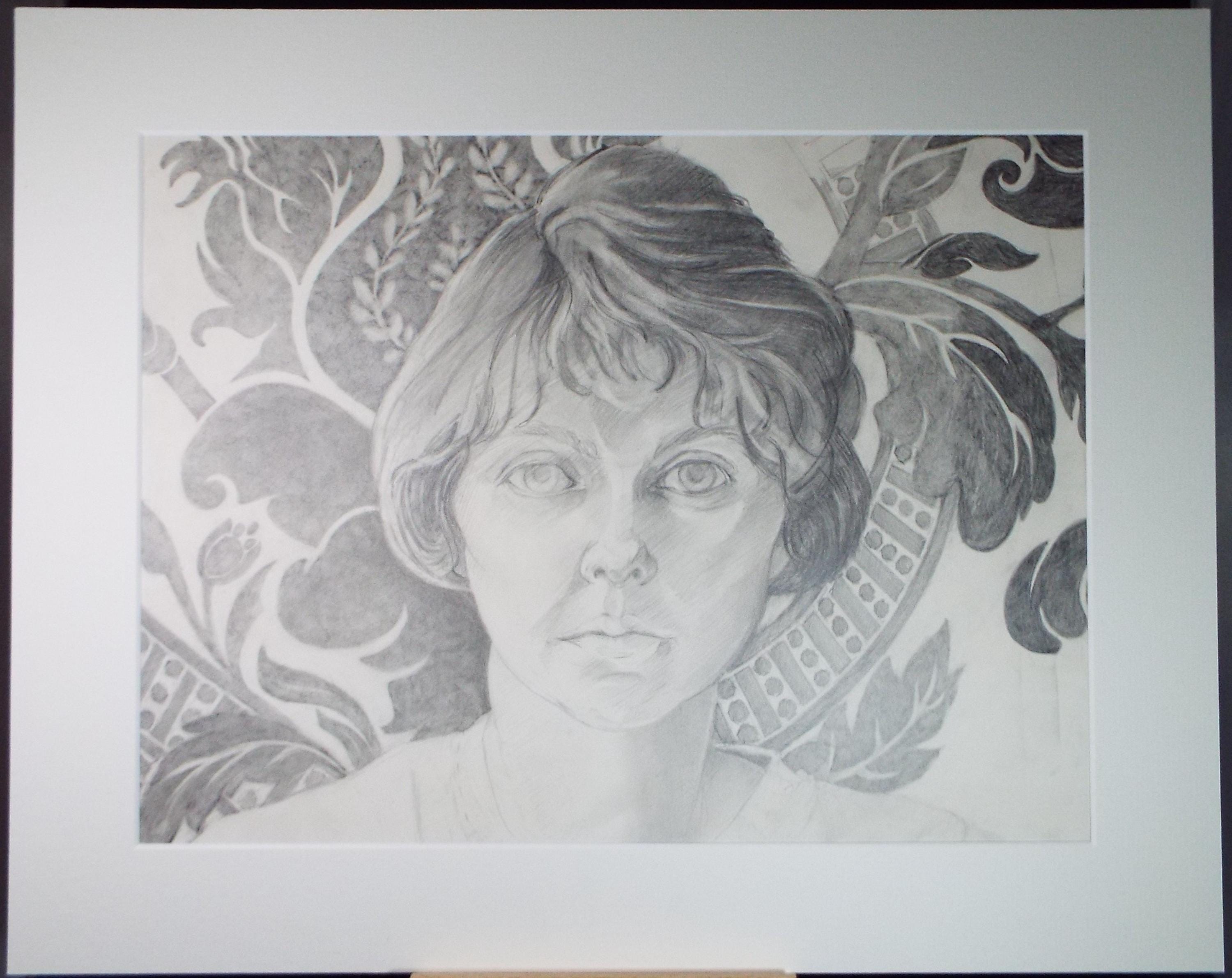 Original Pencil Drawing,'Portrait of a Woman', Edmund Caswell (1938-1996), circa 1980's