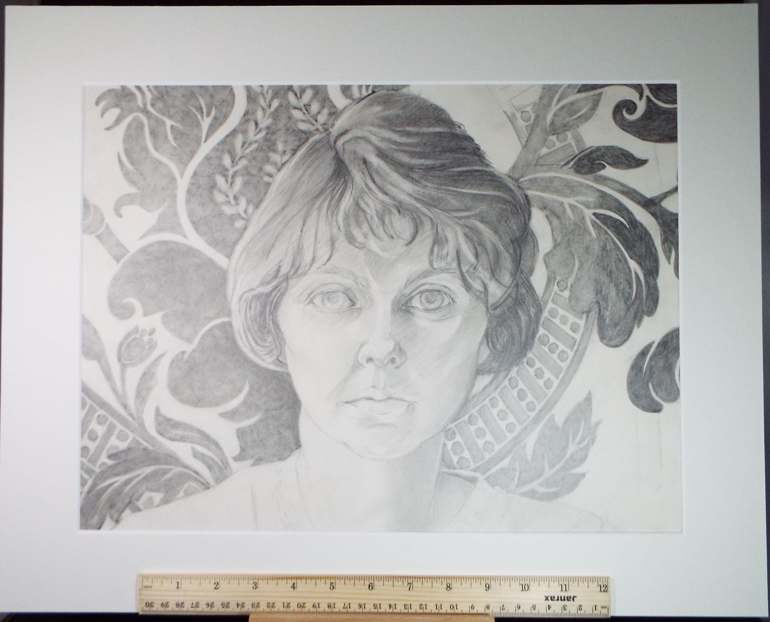 Original Pencil Drawing,'Portrait of a Woman', Edmund Caswell (1938-1996), circa 1980's