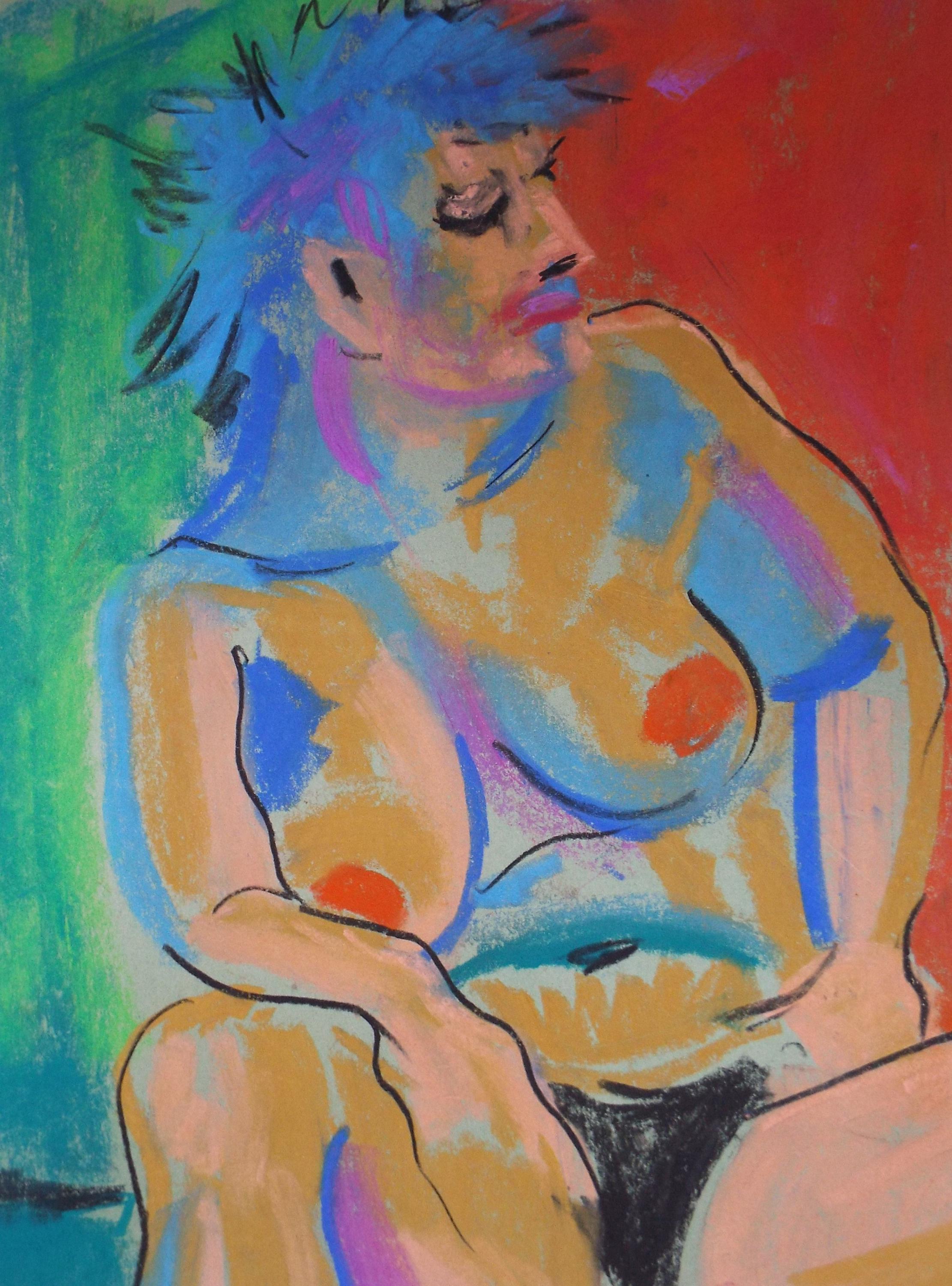 Original Pastel Drawing,'Female Nude', Edmund Caswell (1938-1996), circa 1980's