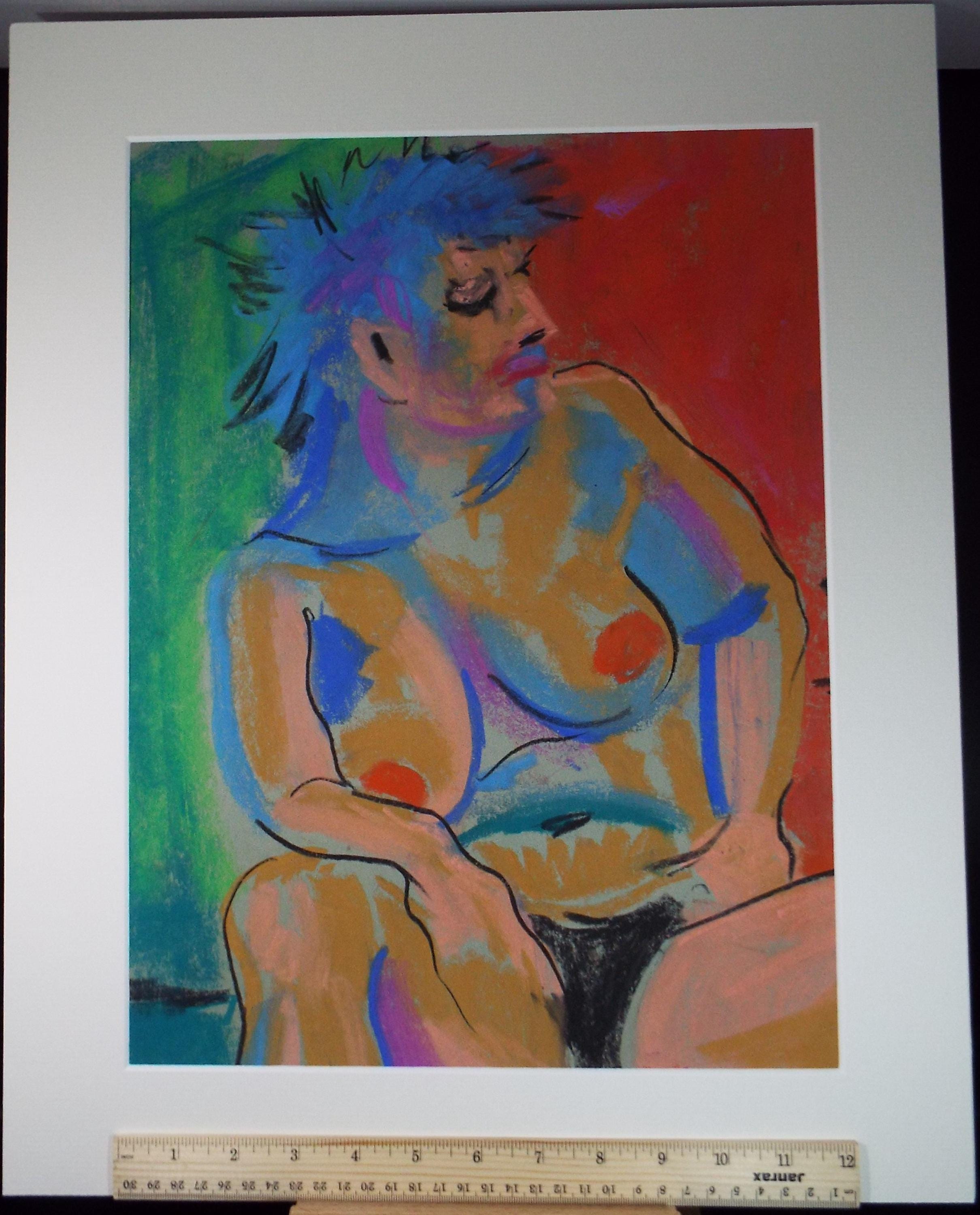 Original Pastel Drawing,'Female Nude', Edmund Caswell (1938-1996), circa 1980's