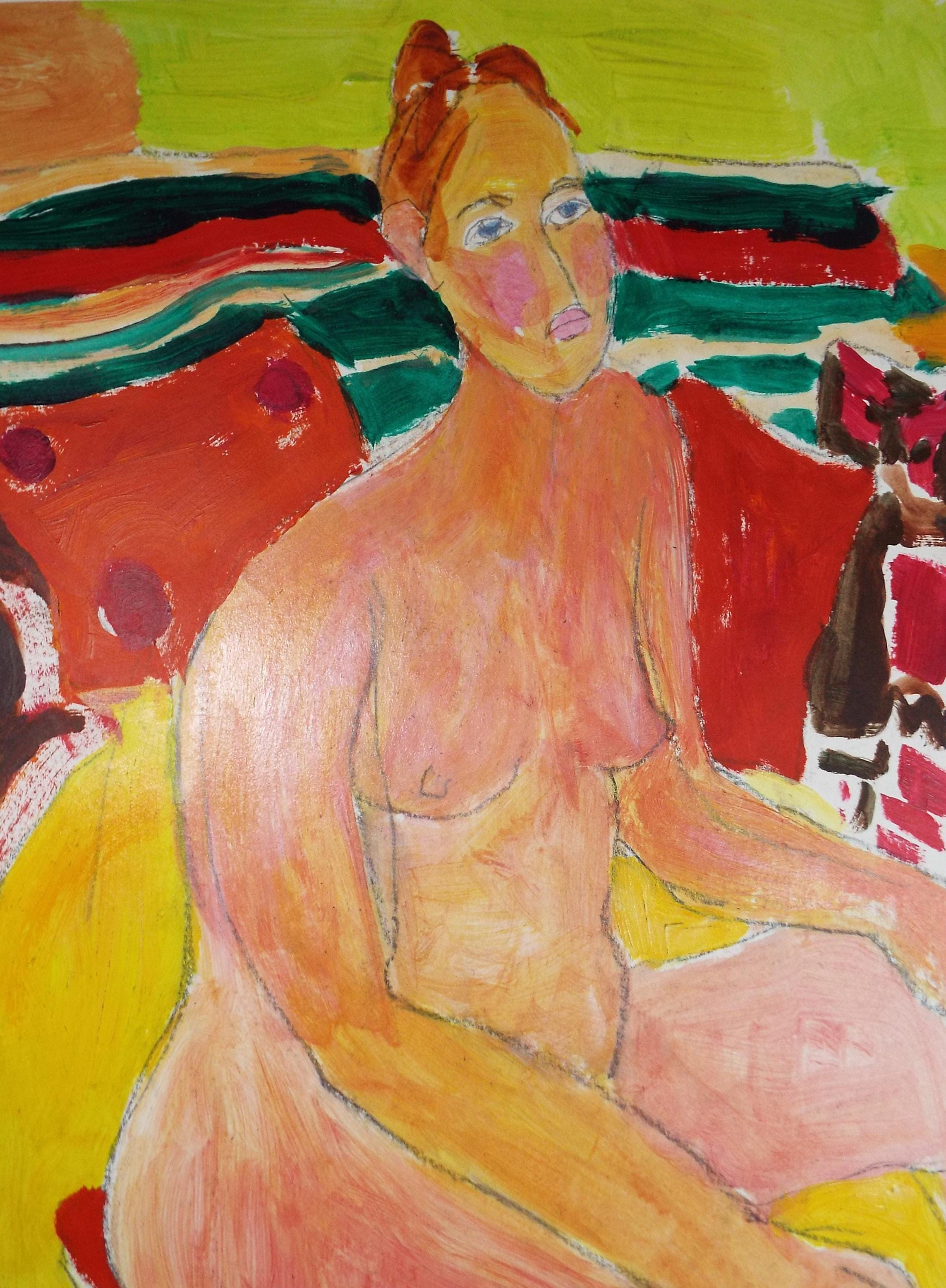 Original Watercolour and Pencil, ' Seated Nude', Circa 1990's, Barbara Karn (b1949)