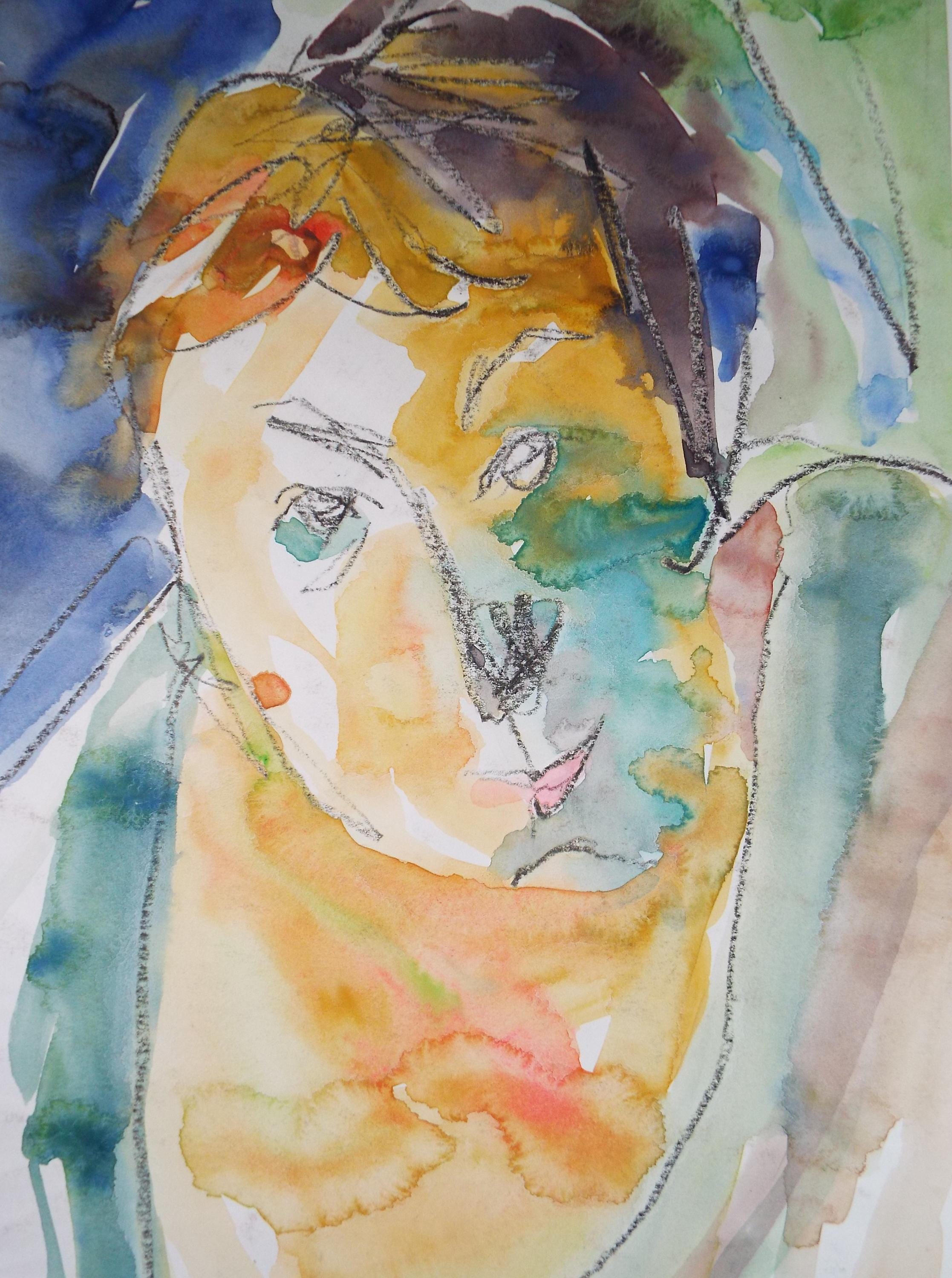 Original Watercolour and Pastel,'Portrait of a Woman', Circa 1990's, Barbara Karn (b1949)