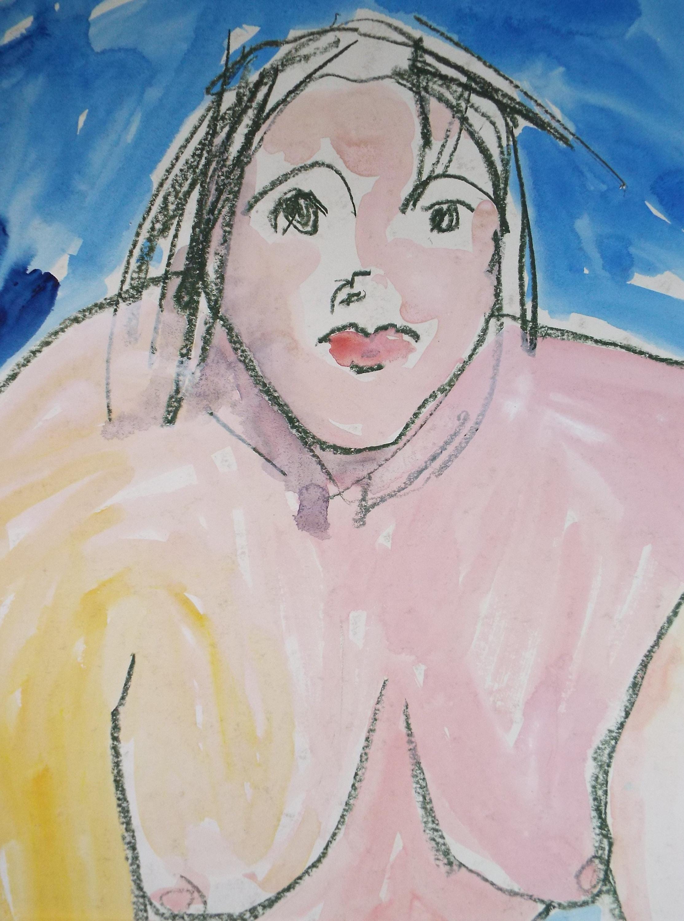 Original Watercolour and Pastel,' Seated Nude', Circa 1990's, Barbara Karn (b1949)