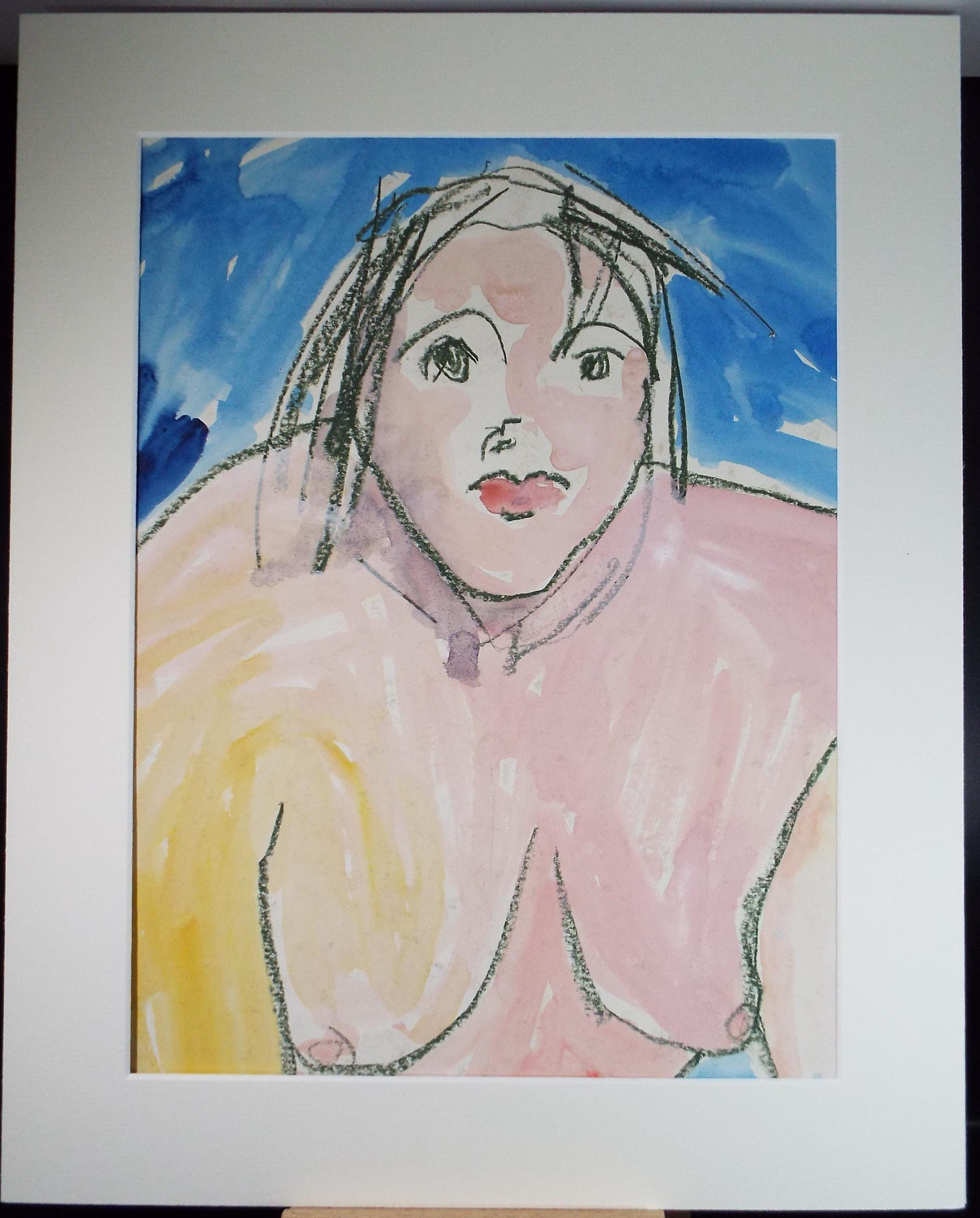 Original Watercolour and Pastel,' Seated Nude', Circa 1990's, Barbara Karn (b1949)