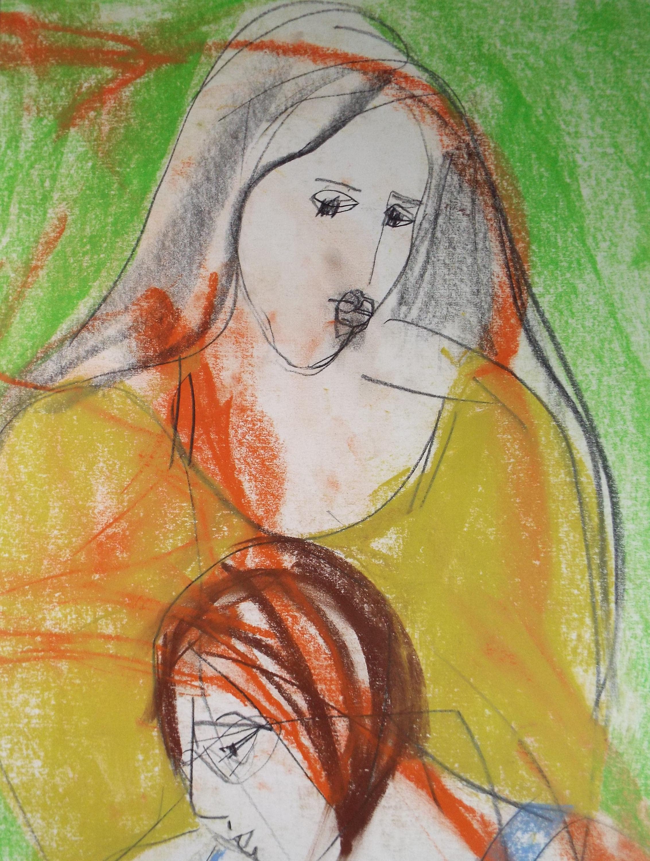 Original Pastel ,'Two women' Circa 1990's, Barbara Karn (b1949)