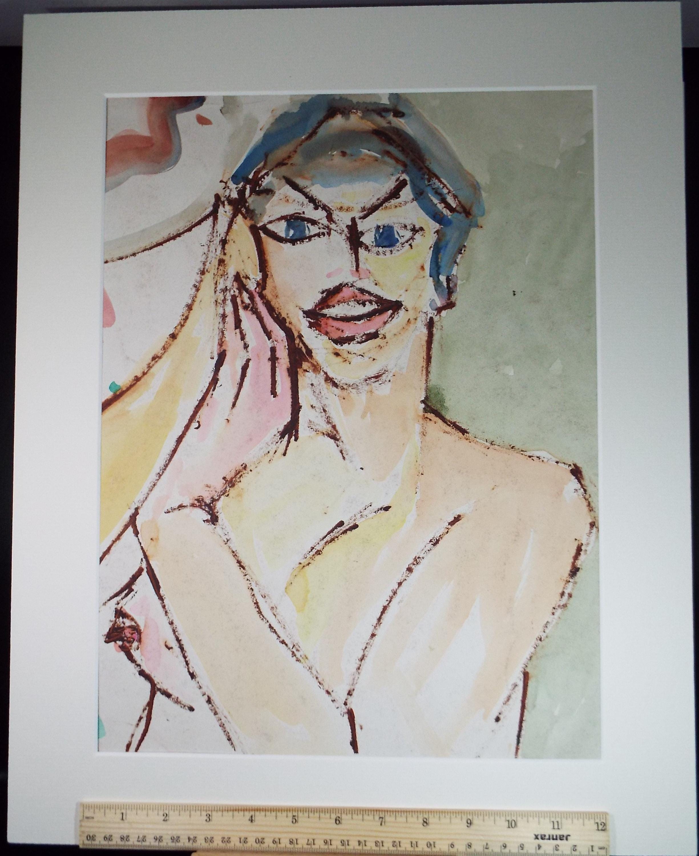 Original Watercolour and Pastel,' Seated Nude', Circa 1990's, Barbara Karn (b1949)