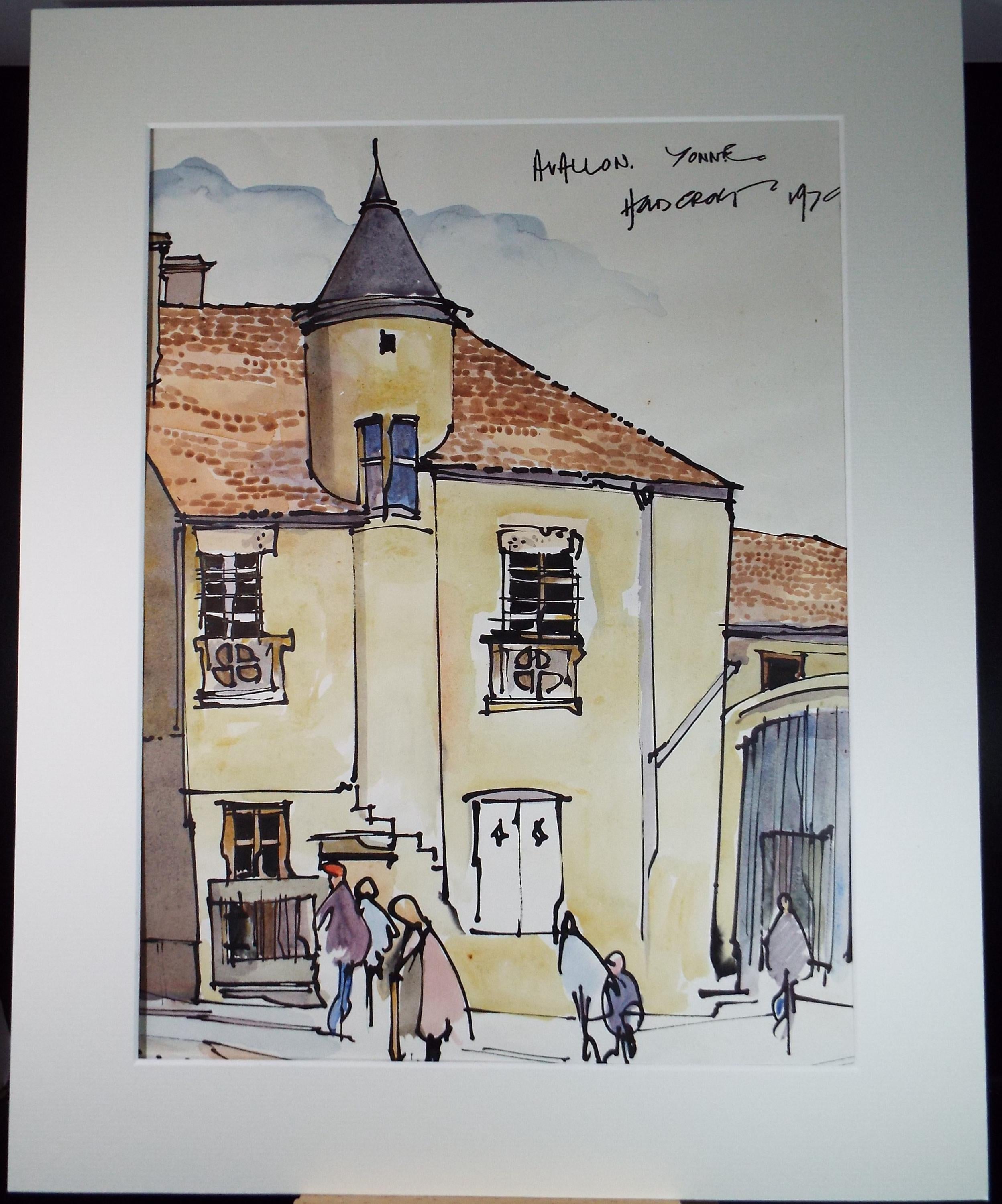 Original Watercolour drawing, 'Avallon, Yonne', John Hambleton Holdcroft (1926-2014), Circa 1970's
