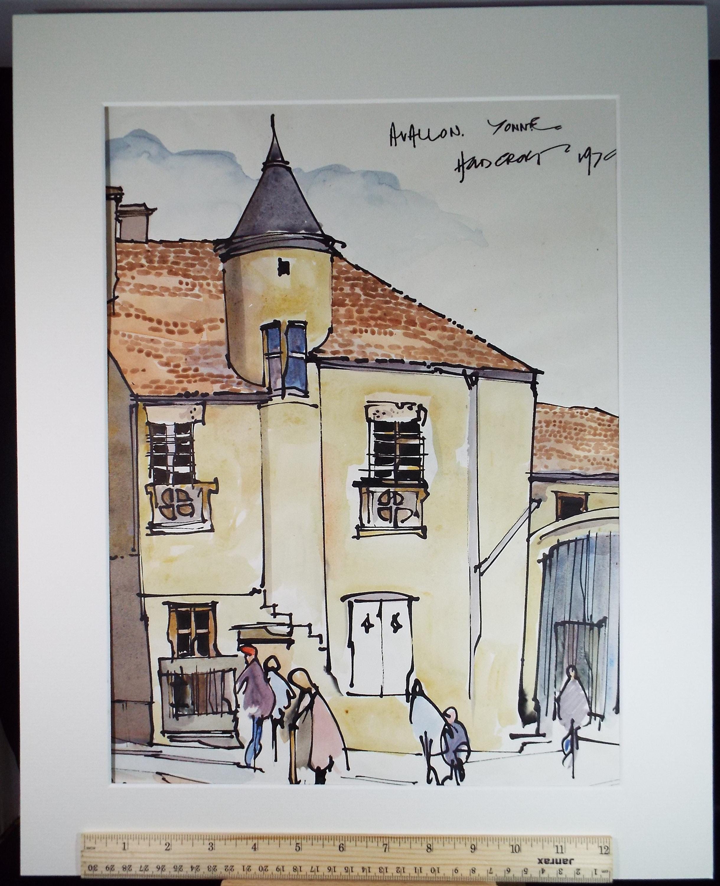 Original Watercolour drawing, 'Avallon, Yonne', John Hambleton Holdcroft (1926-2014), Circa 1970's