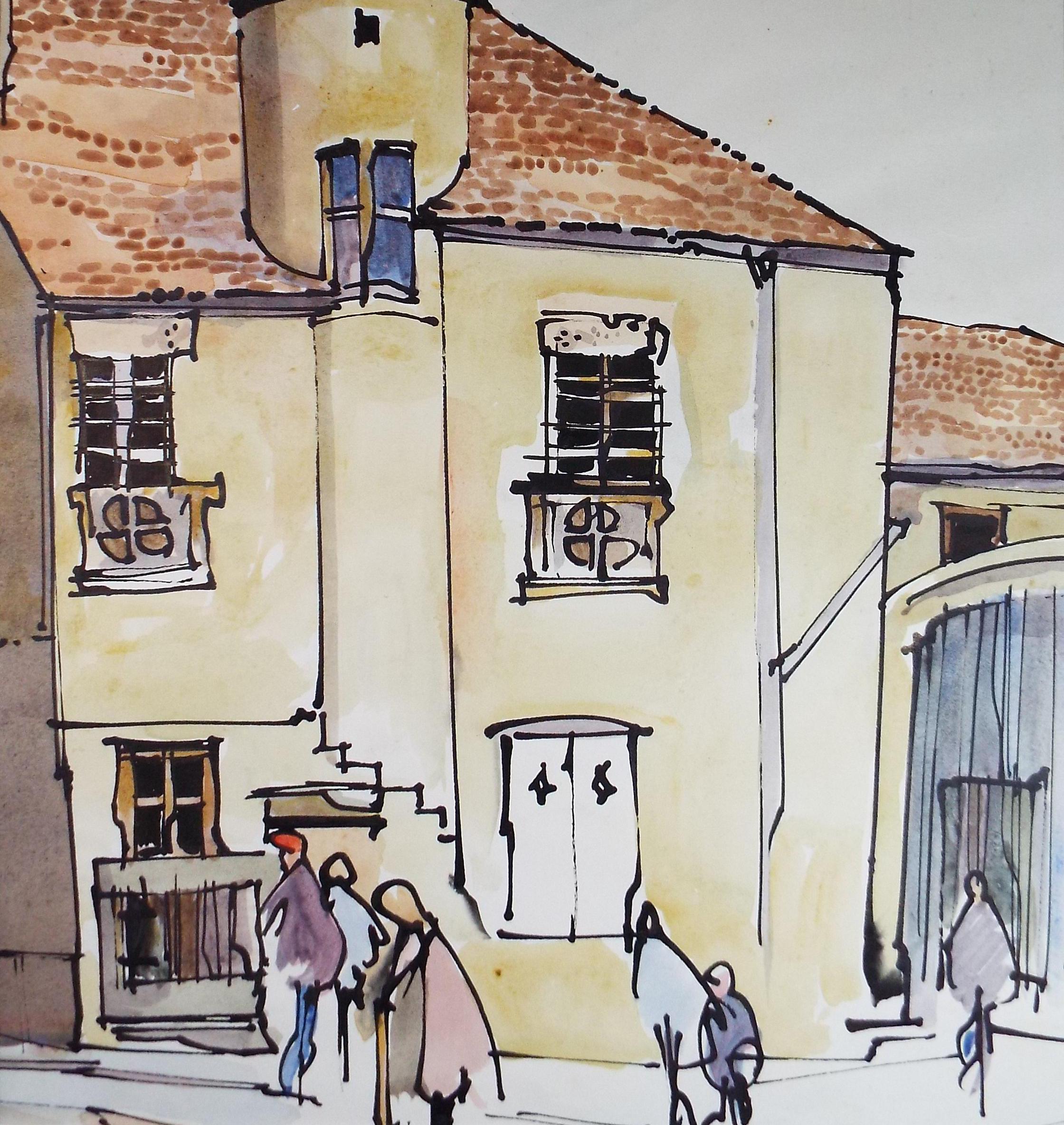 Original Watercolour drawing, 'Avallon, Yonne', John Hambleton Holdcroft (1926-2014), Circa 1970's