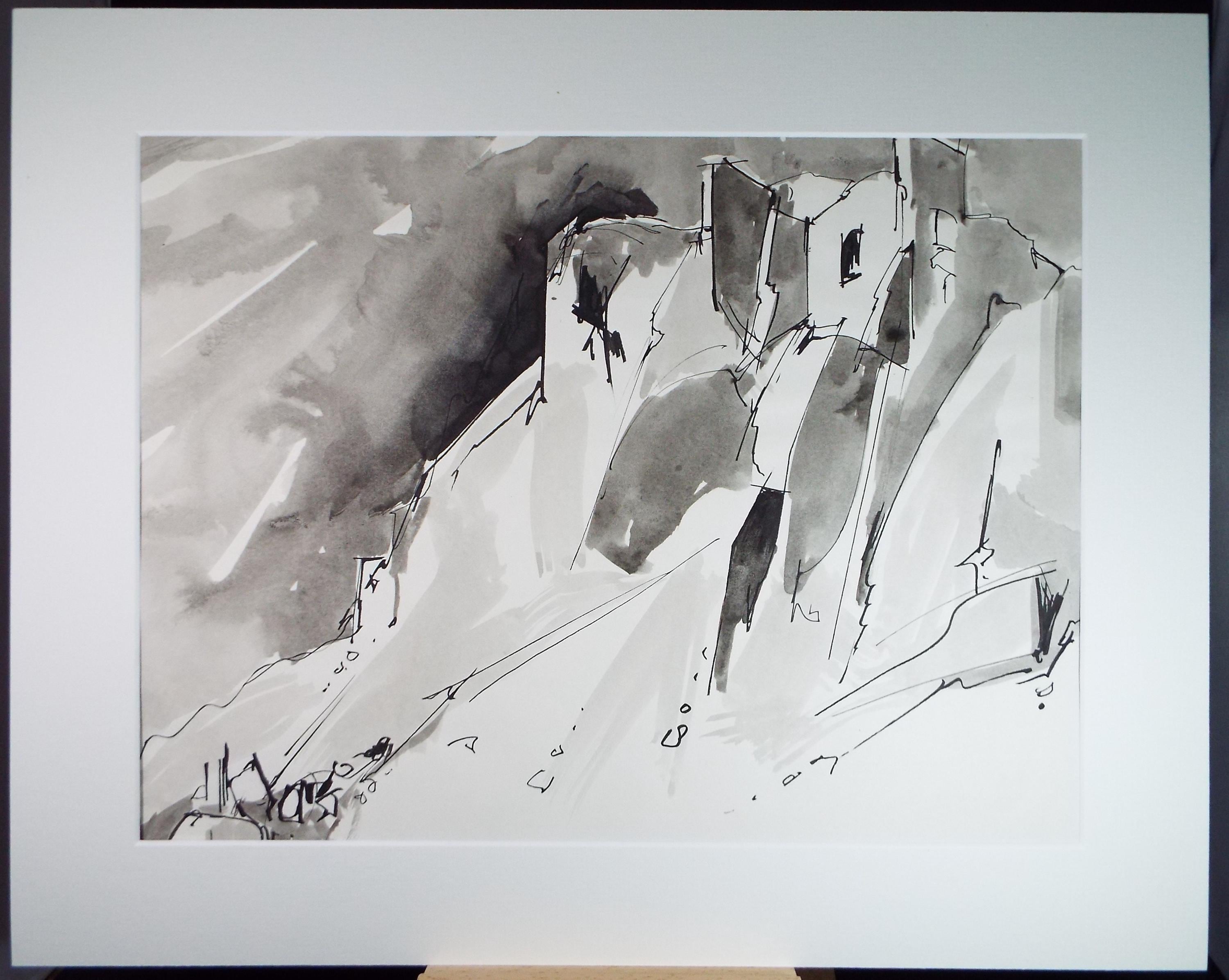Original Watercolour drawing, 'Escarpment', John Hambleton Holdcroft (1926-2014), Circa 1970's