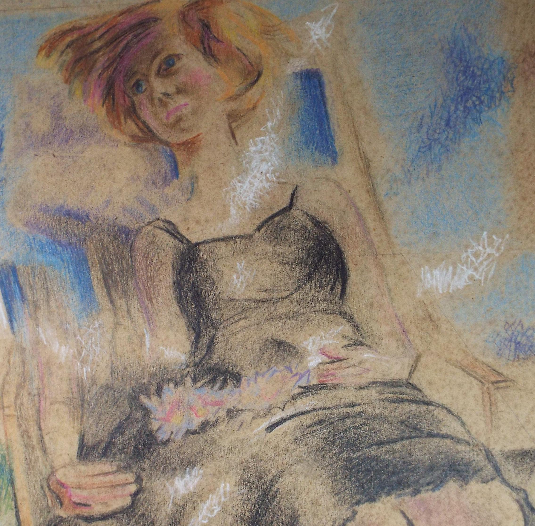 Original Pastel drawing, 'Woman Seated in a Chair', James Wood (1889-1975), Circa 1930's