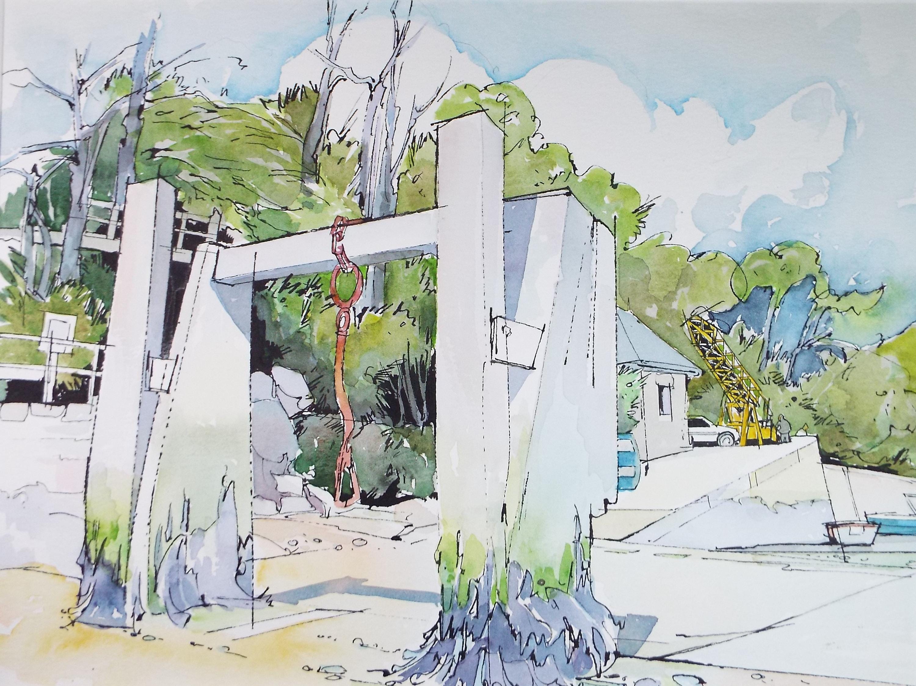 Original Watercolour drawing, 'Belon, Nr. Port Aven', John Hambleton Holdcroft (1926-2014), Circa 1970's