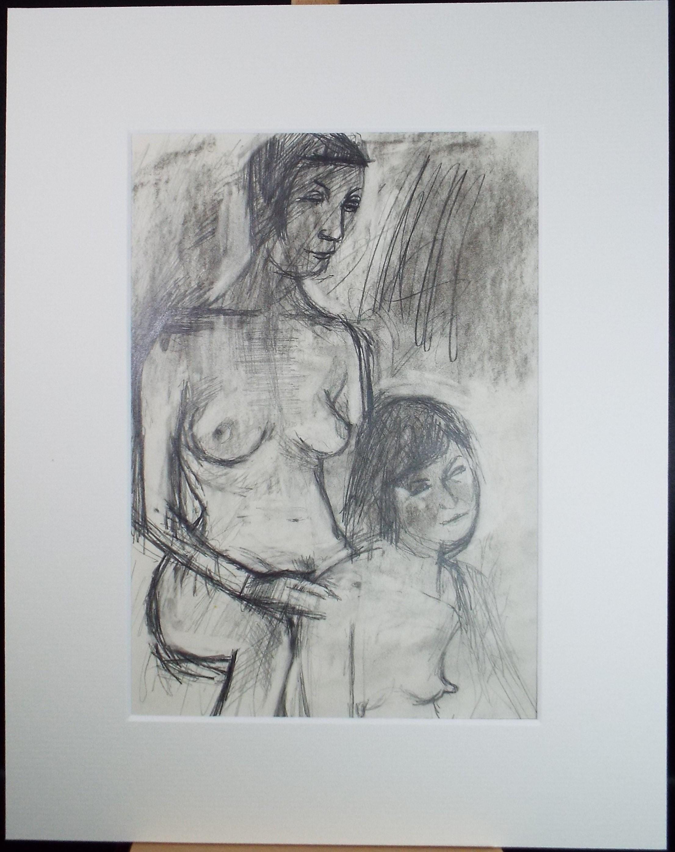 Original Pencil Drawing, 'Female Nudes', Circa 1990's, Artist unknown