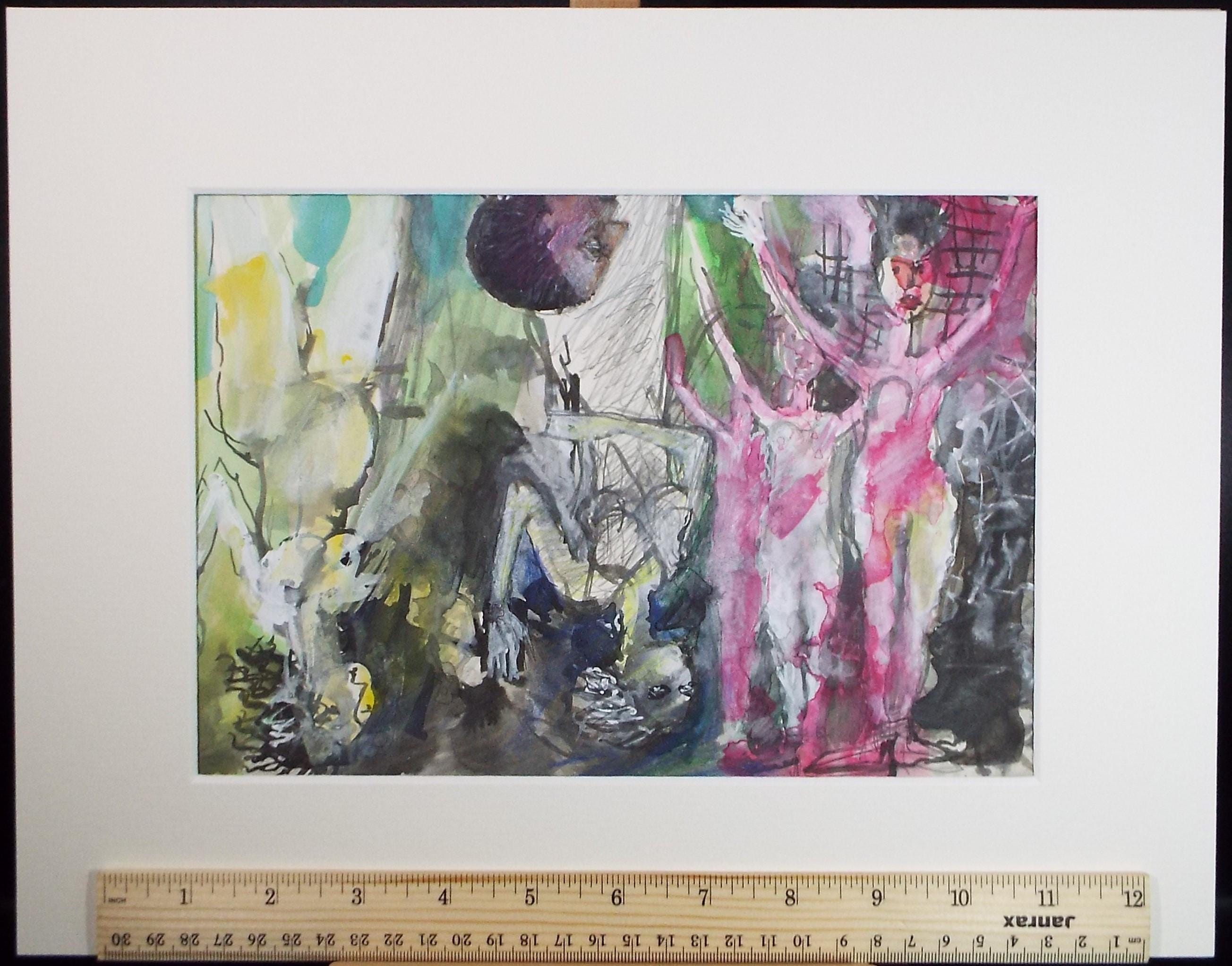 Original Watercolour, 'Figure Studies', Artist Unknown, circa 1990's