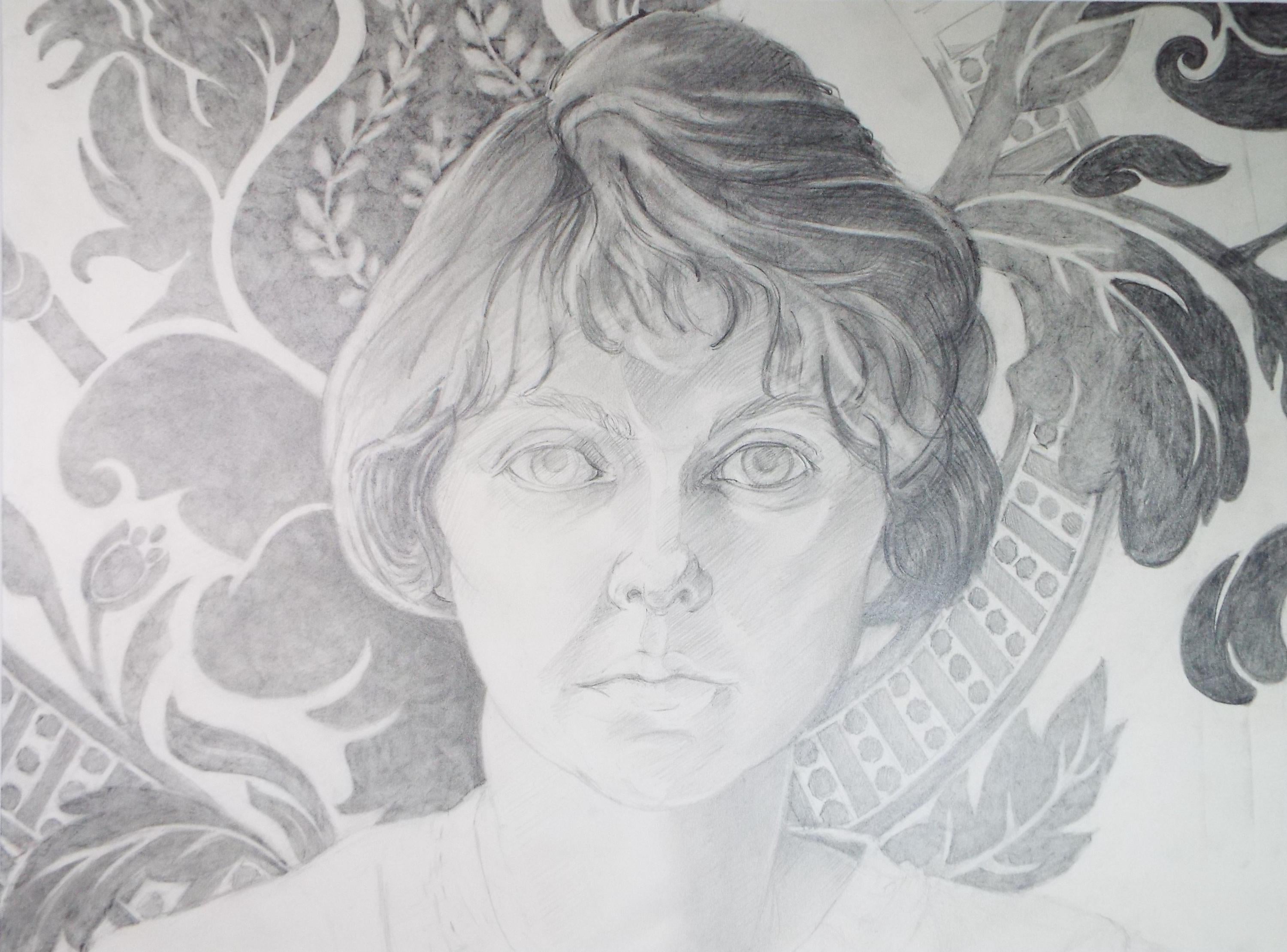 Original Pencil Drawing,'Portrait of a Woman', Edmund Caswell (1938-1996), circa 1980's
