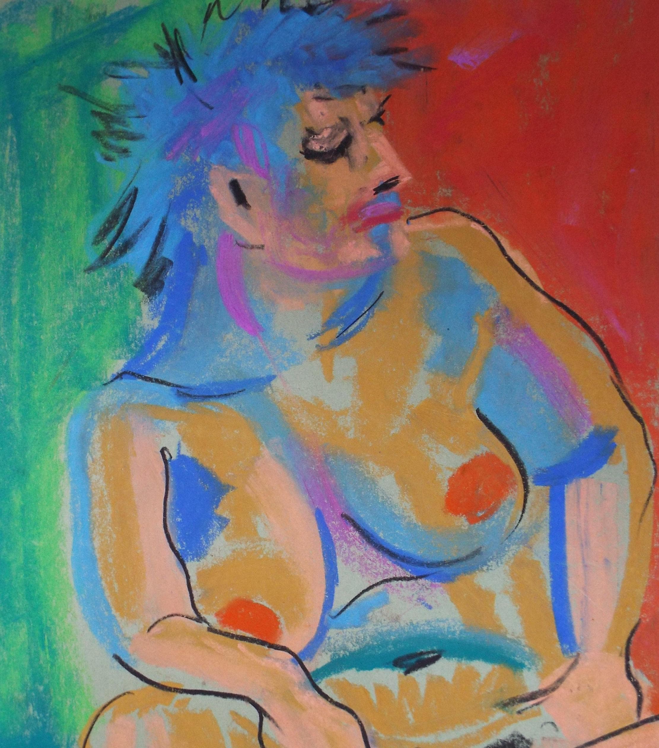 Original Pastel Drawing,'Female Nude', Edmund Caswell (1938-1996), circa 1980's