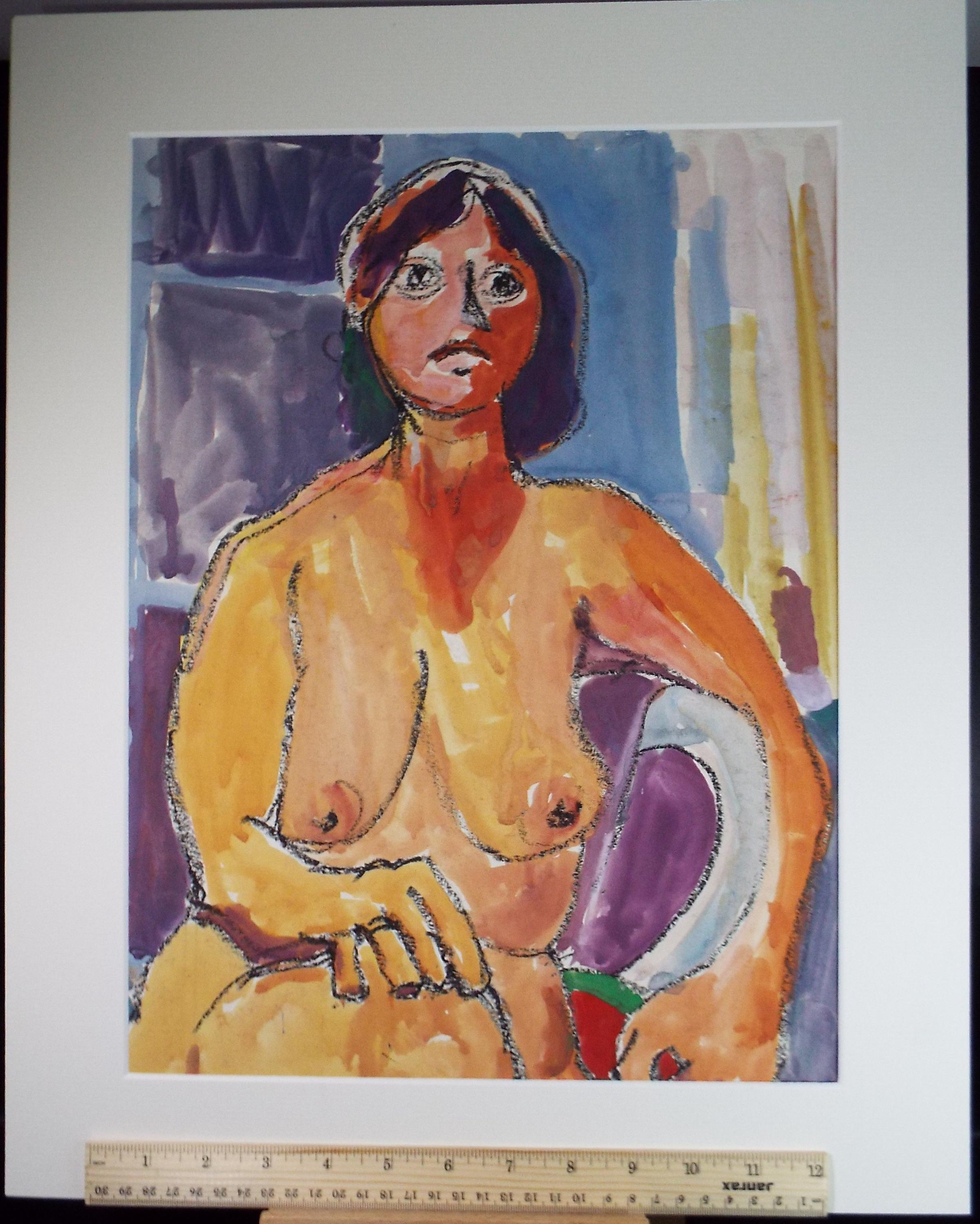 Original Watercolour and Pastel,' Seated Nude', Circa 1990's, Barbara Karn (b1949)