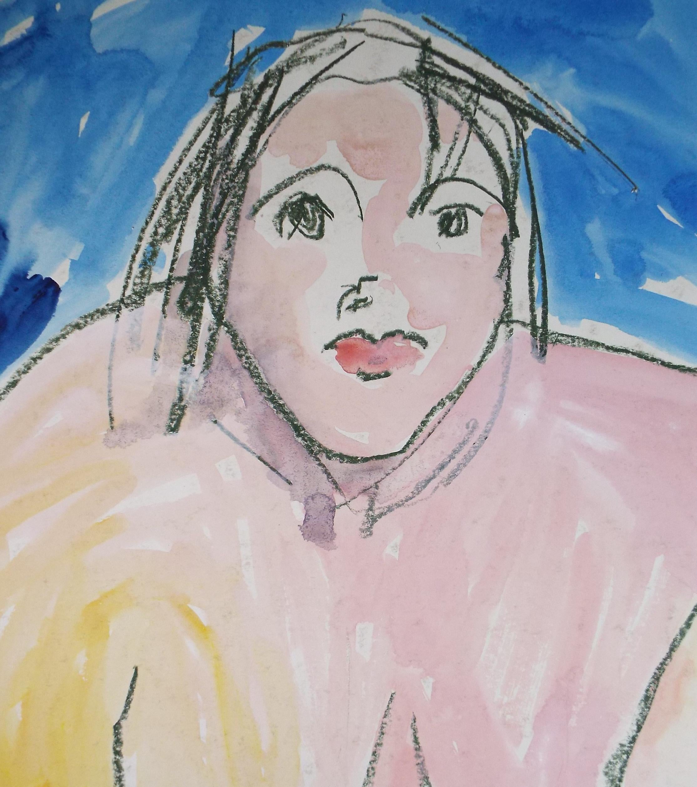 Original Watercolour and Pastel,' Seated Nude', Circa 1990's, Barbara Karn (b1949)