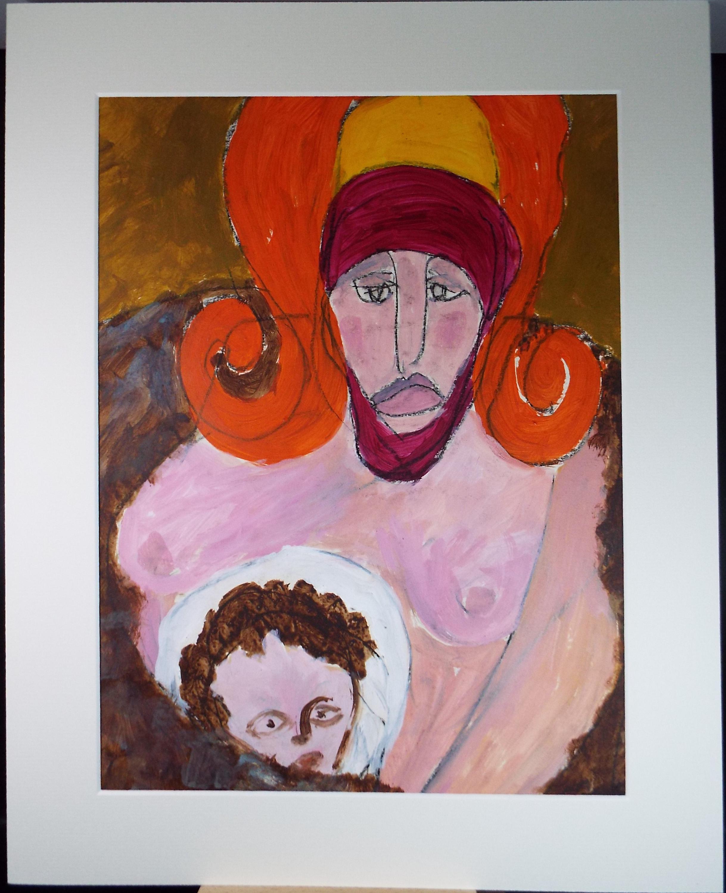 Original Watercolour and Gouache,'Woman with Child, Circa 1990's, Barbara Karn (b1949)
