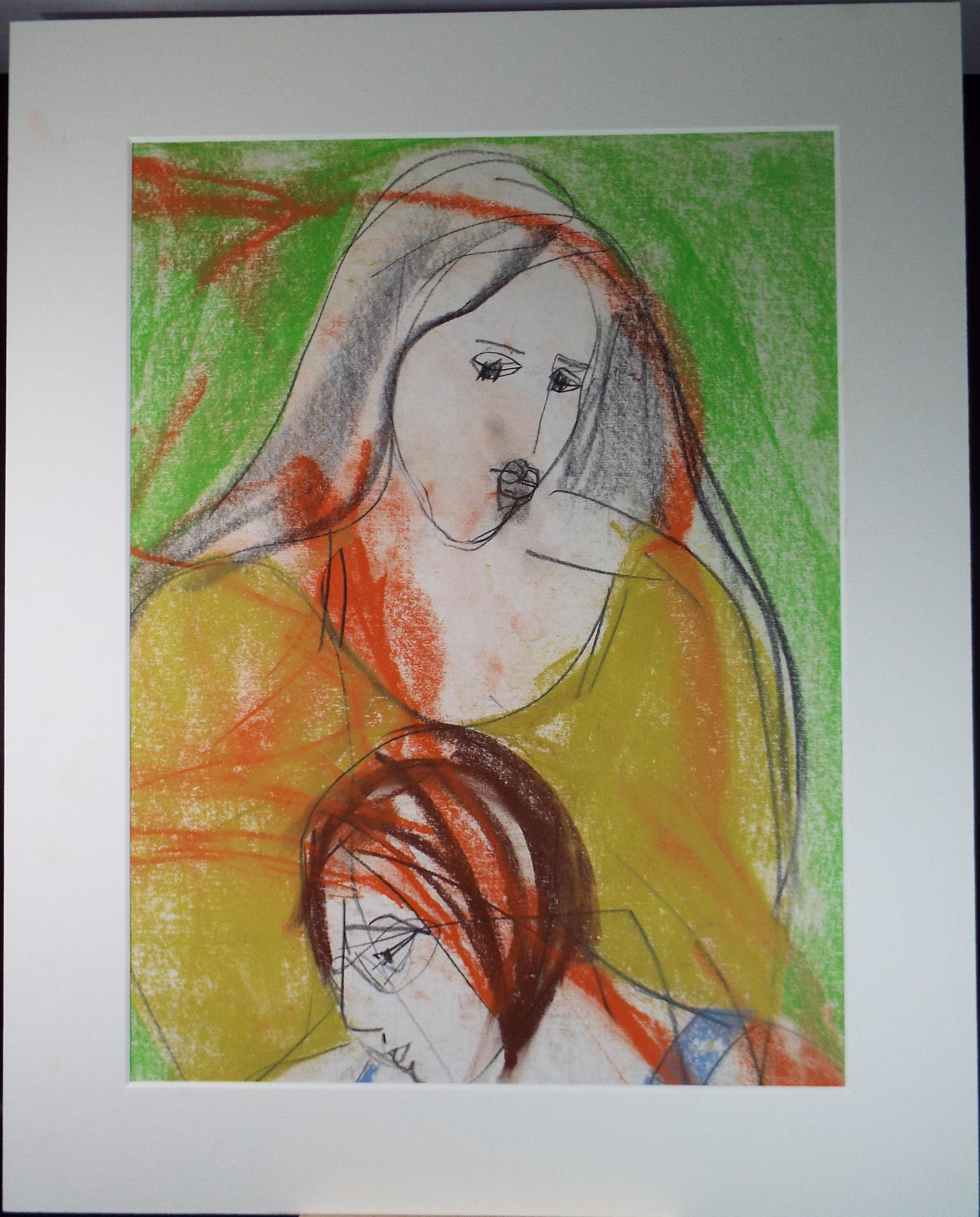 Original Pastel ,'Two women' Circa 1990's, Barbara Karn (b1949)