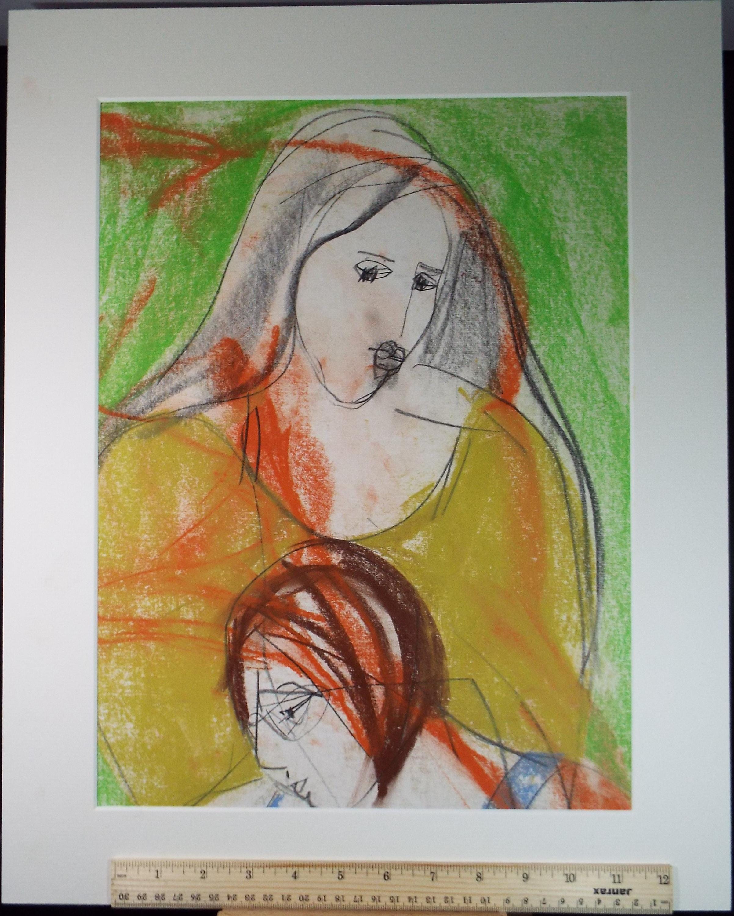 Original Pastel ,'Two women' Circa 1990's, Barbara Karn (b1949)