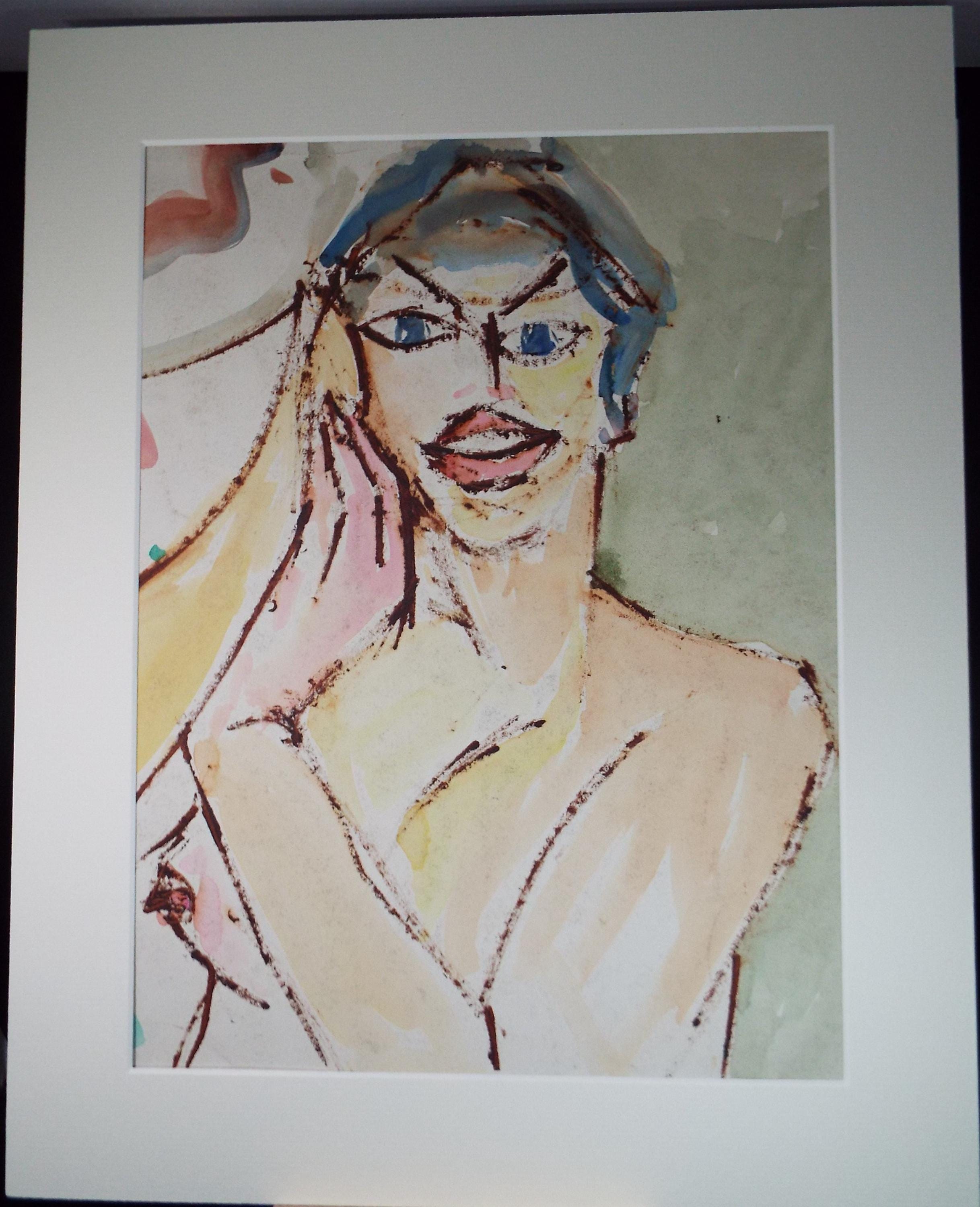 Original Watercolour and Pastel,' Seated Nude', Circa 1990's, Barbara Karn (b1949)