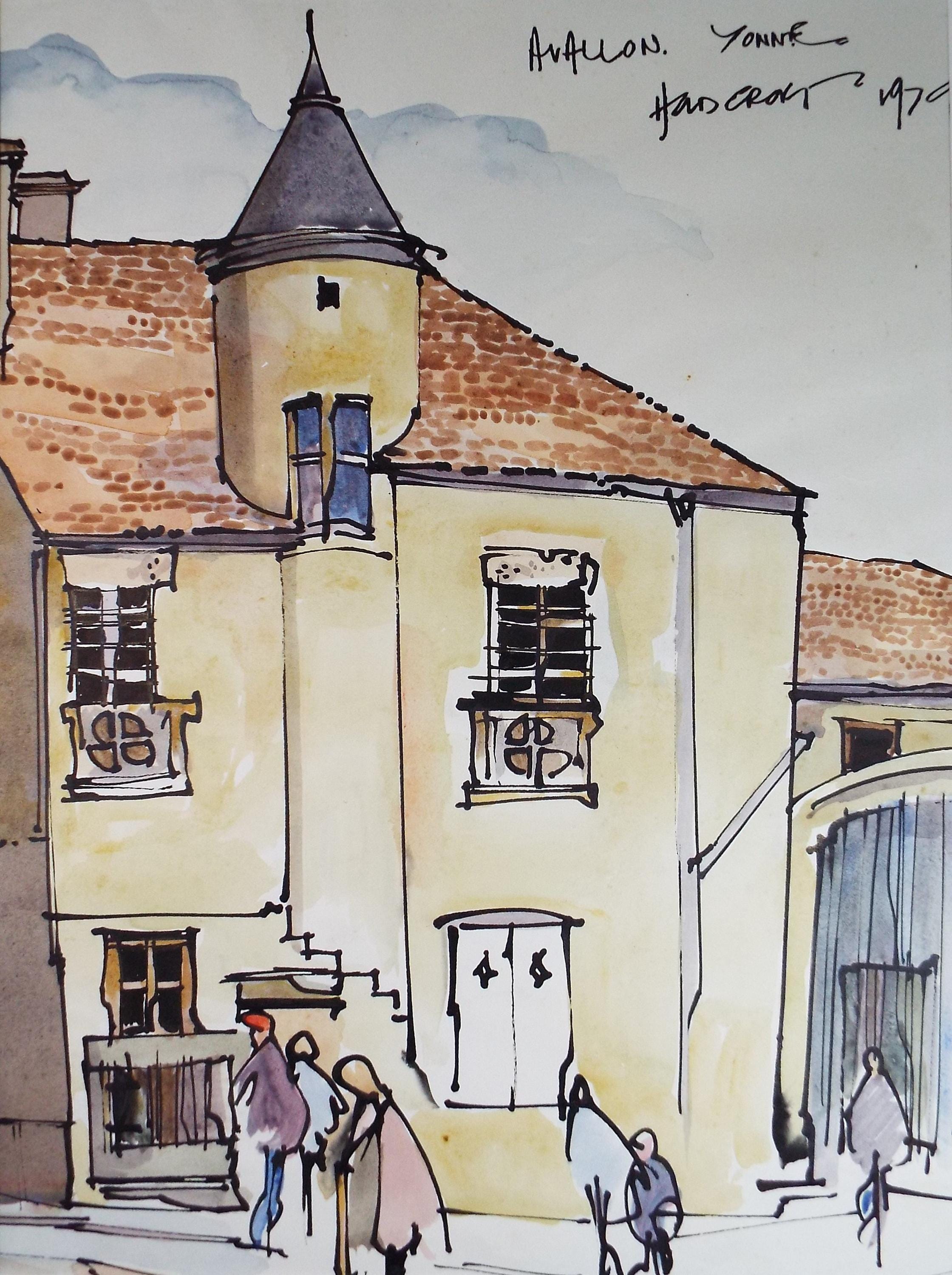 Original Watercolour drawing, 'Avallon, Yonne', John Hambleton Holdcroft (1926-2014), Circa 1970's